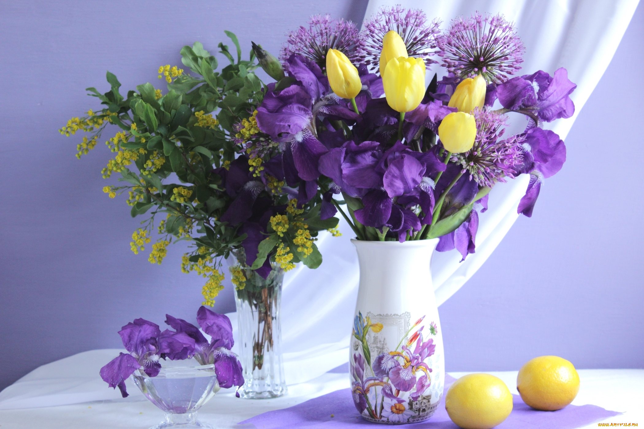 цветы, букеты, , композиции, букет, ирис, тюльпан, лимон
