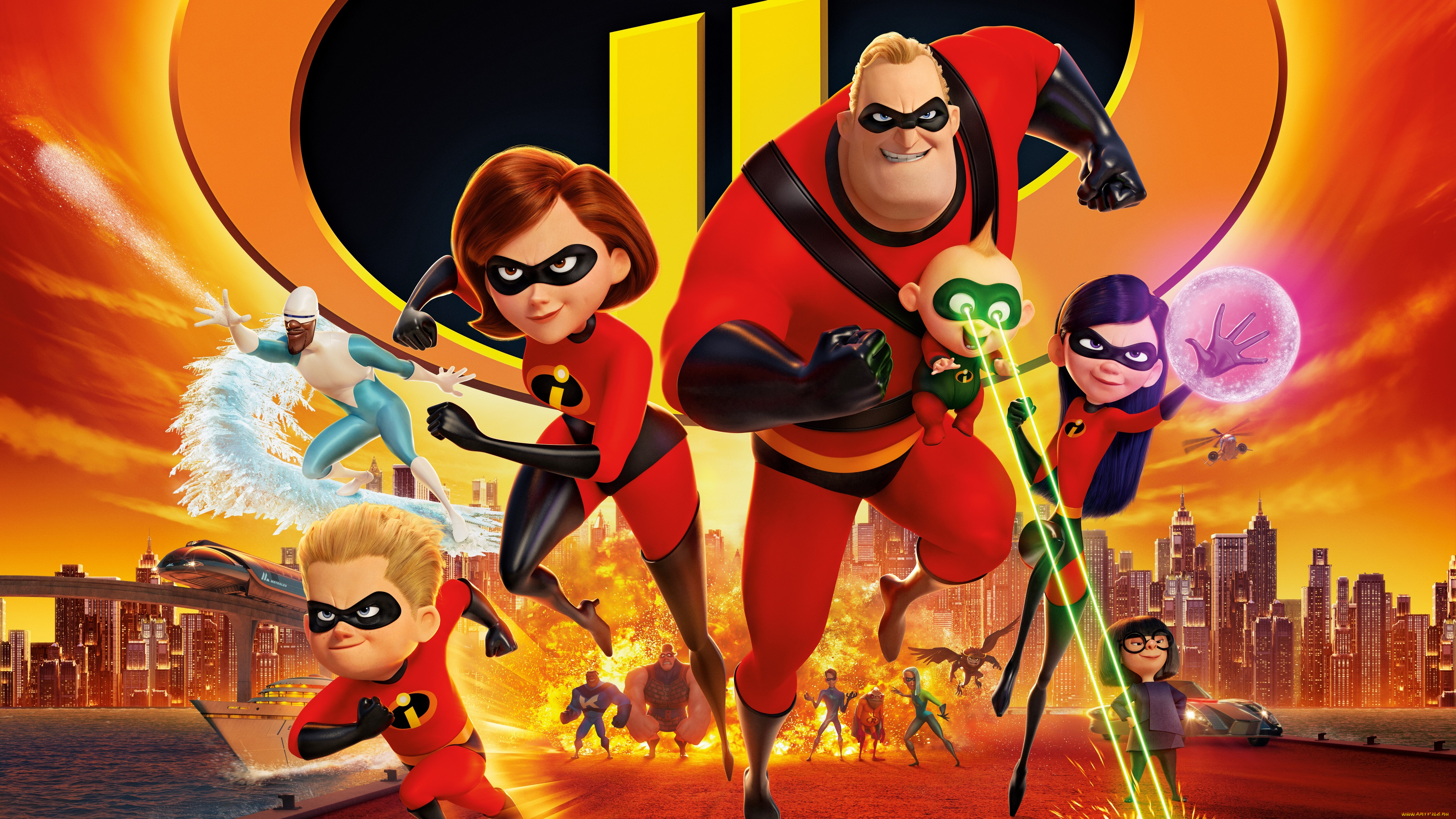 incredibles, 2, мультфильмы, постер, сша, 2018, cуперсемейка, 2, мультфильм