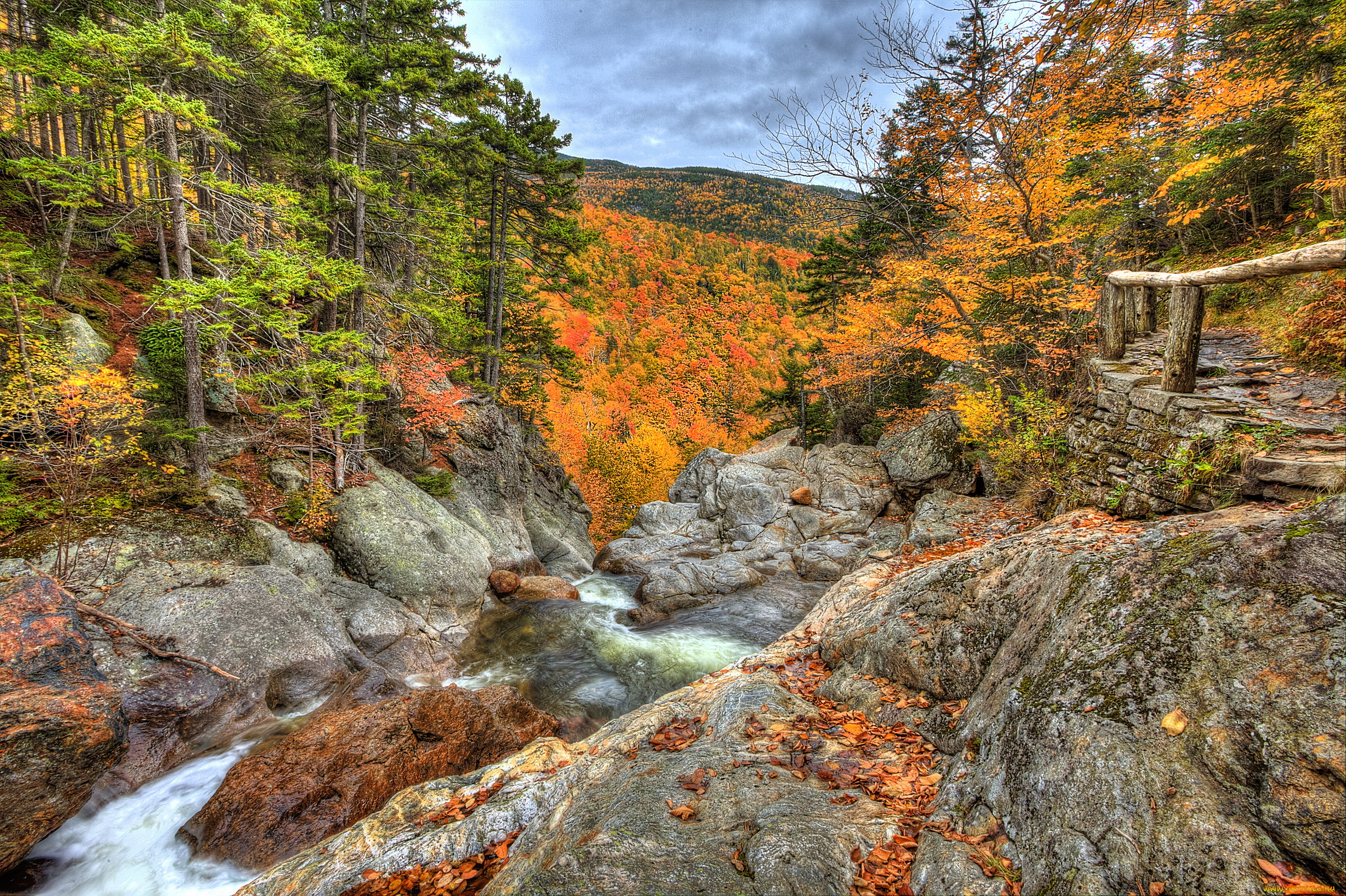 glen, ellis, falls, new, hampshire, us, природа, реки, озера, водопад, горы