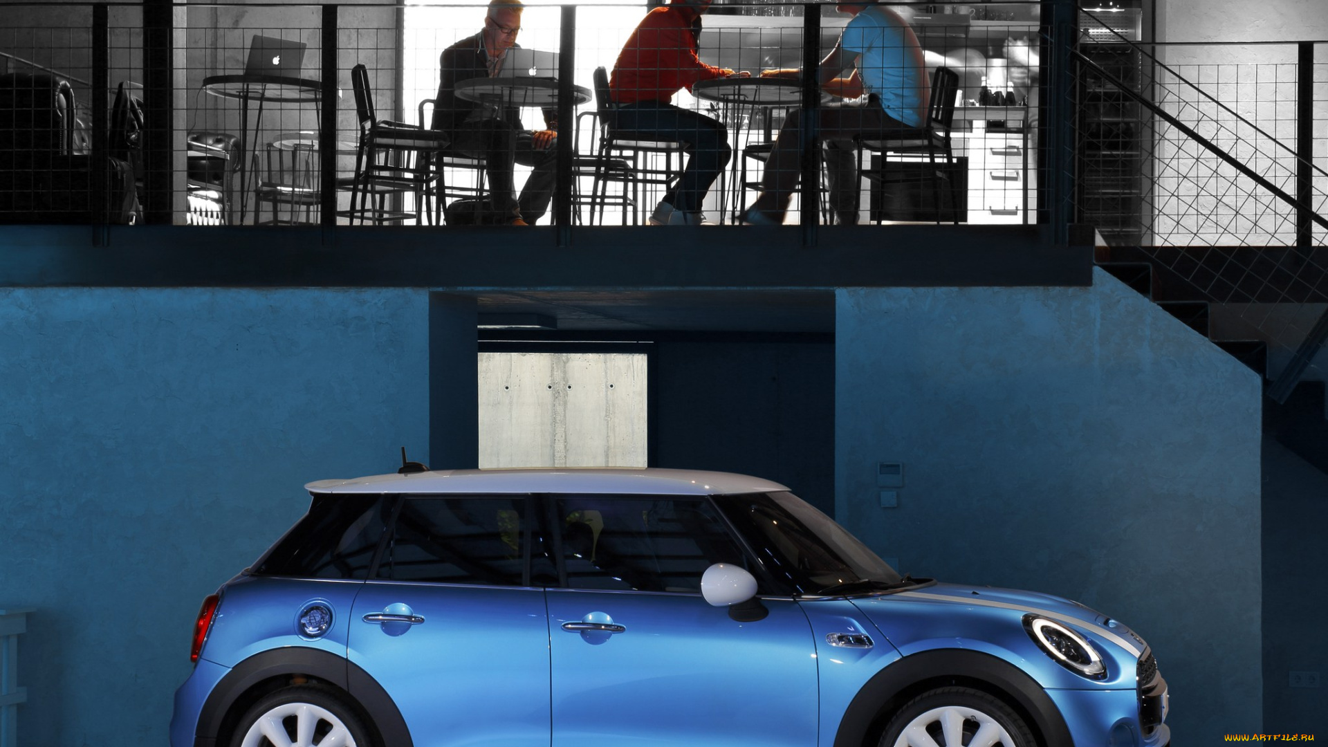 автомобили, mini, 5-door, cooper, s, 2014, голубой