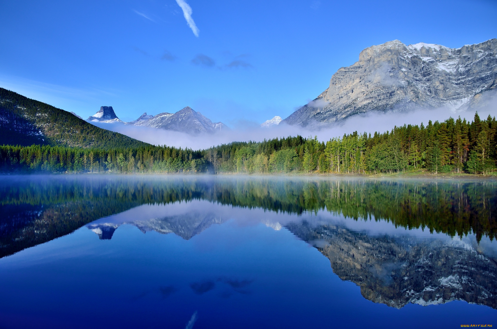 природа, реки, озера, канада, озеро, лес, banff, national, park, отражение