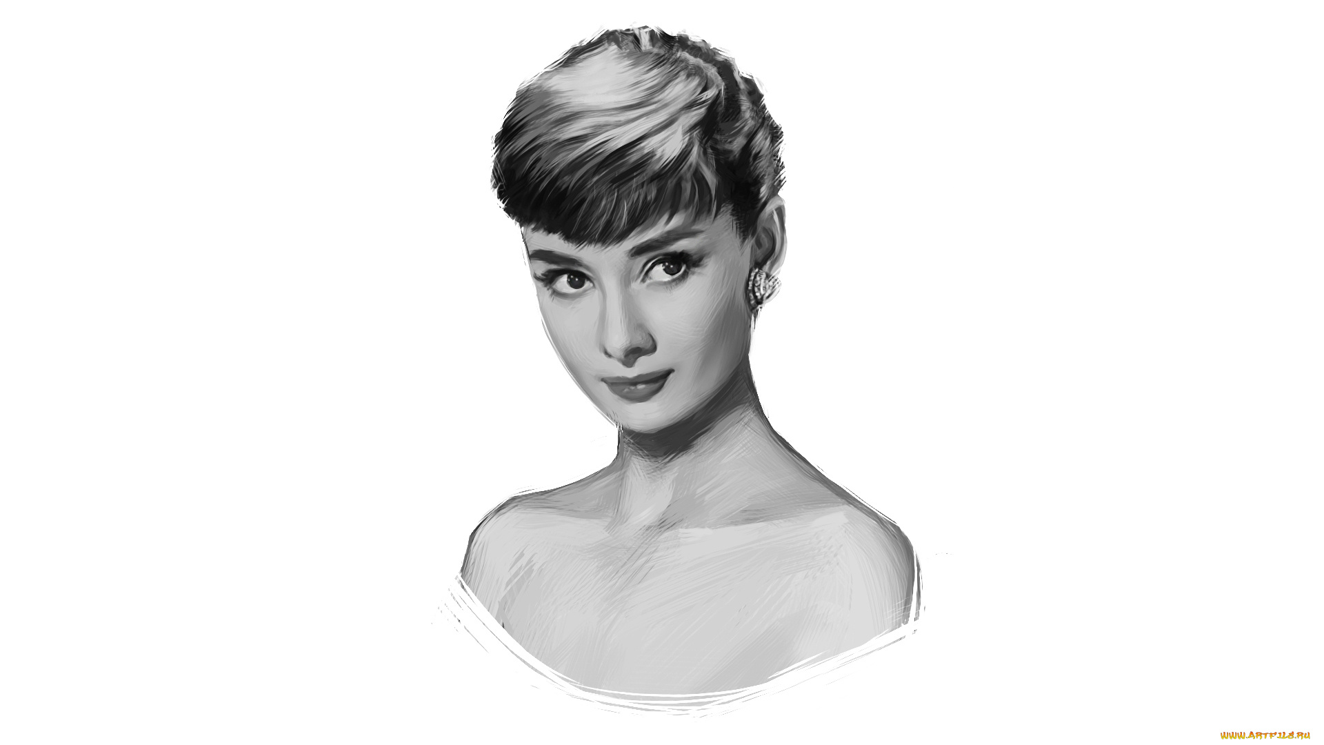 audrey, hepburn, рисованное, люди, девушка, фон, взгляд, портрет