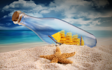Картинка разное ракушки кораллы декоративные spa камни ракушка песок бутылка парусник