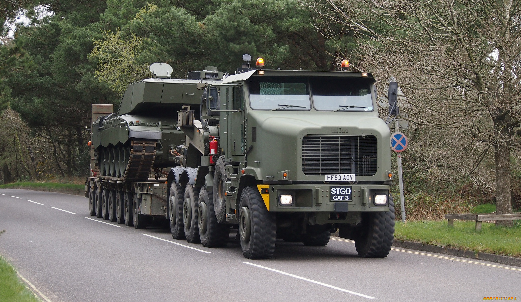 oshkosh, transporter, with, challenger, ii, техника, военная, техника, перевозка, танк, транспорт