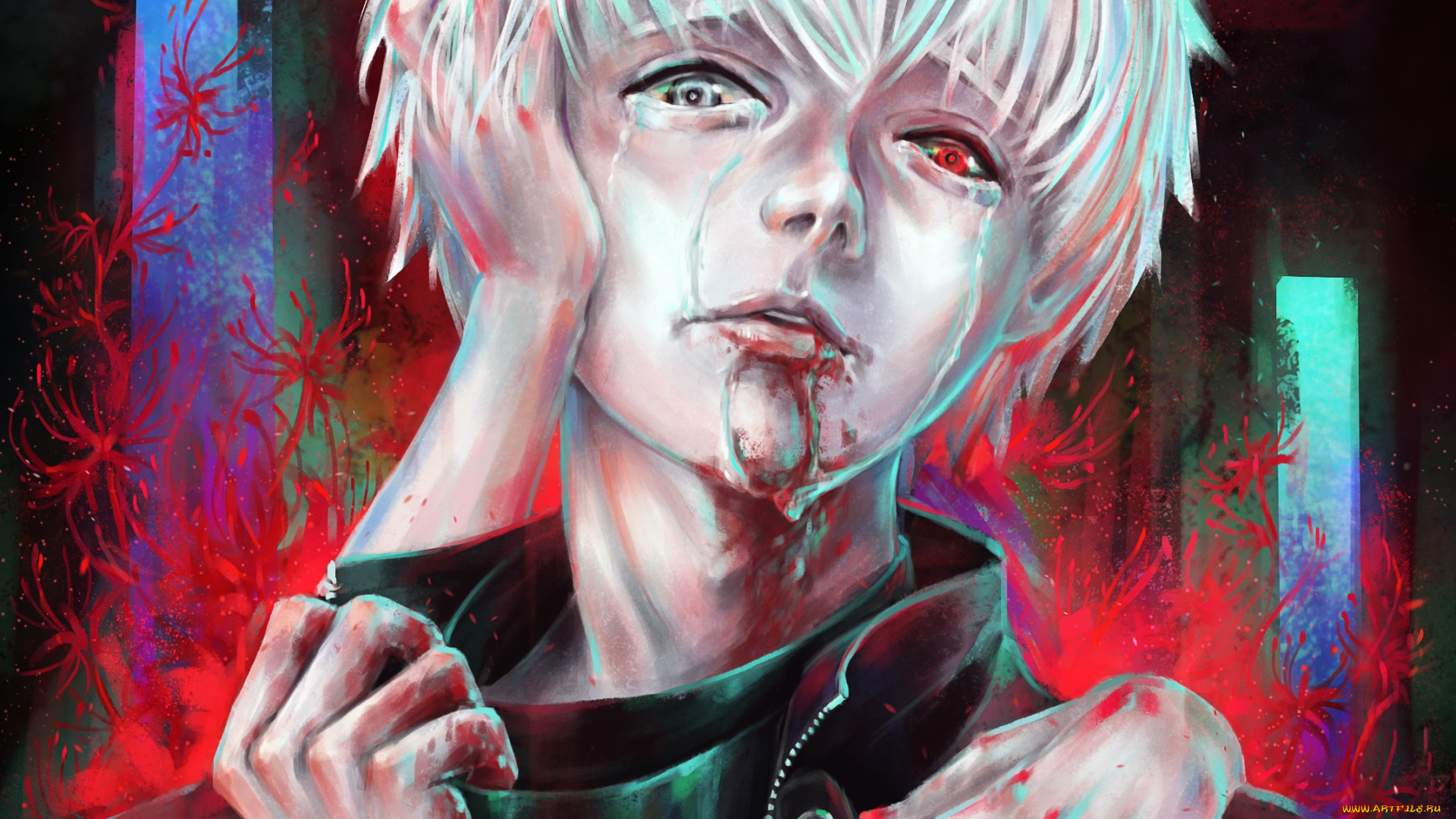 аниме, tokyo, ghoul, токийский, гуль, арт, кен, канеки, взгляд, парень