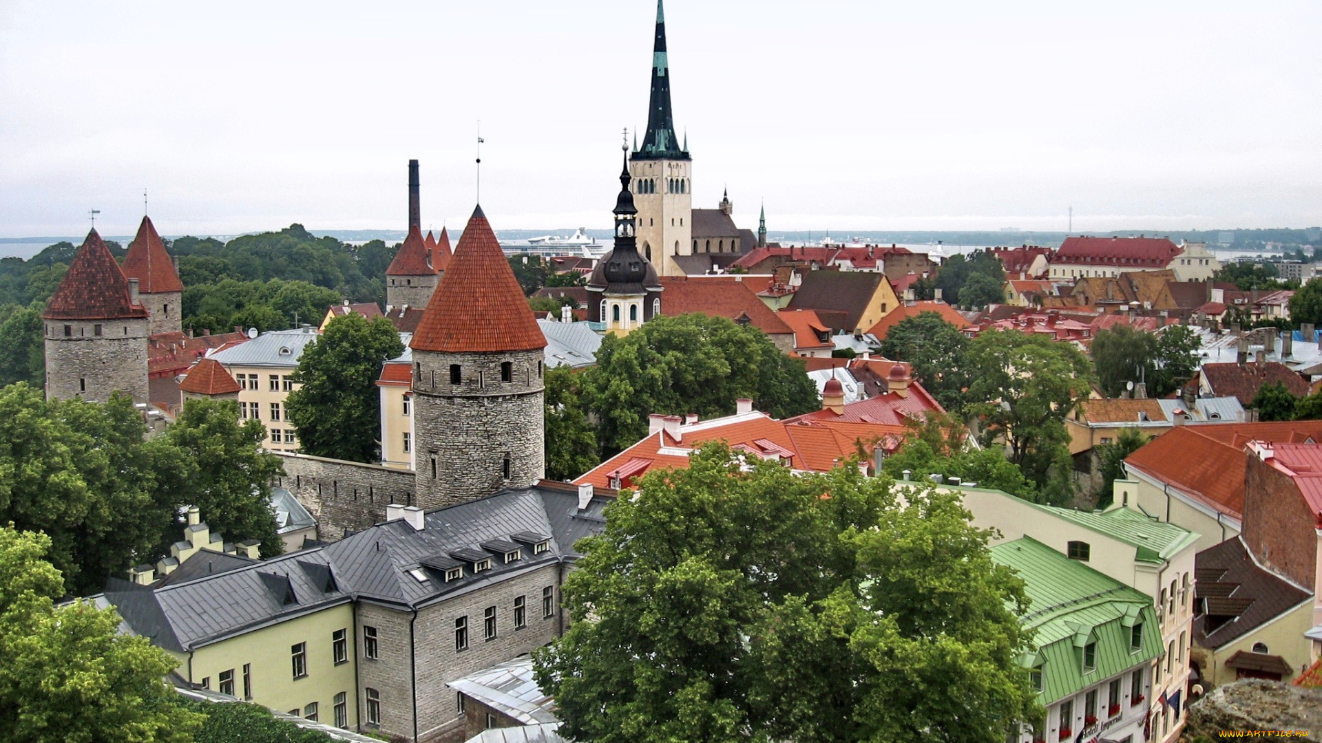 таллин, эстония, города, дома, крыши, шпили