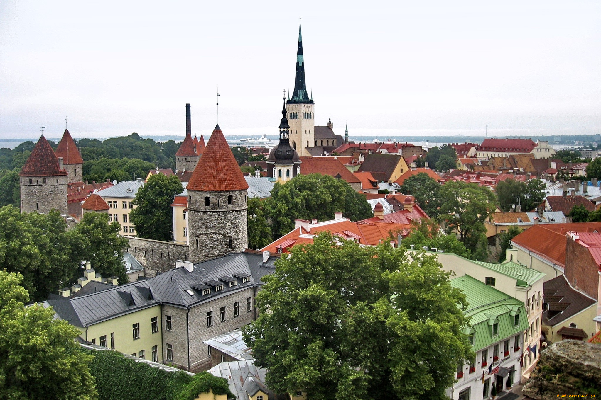 таллин, эстония, города, дома, крыши, шпили