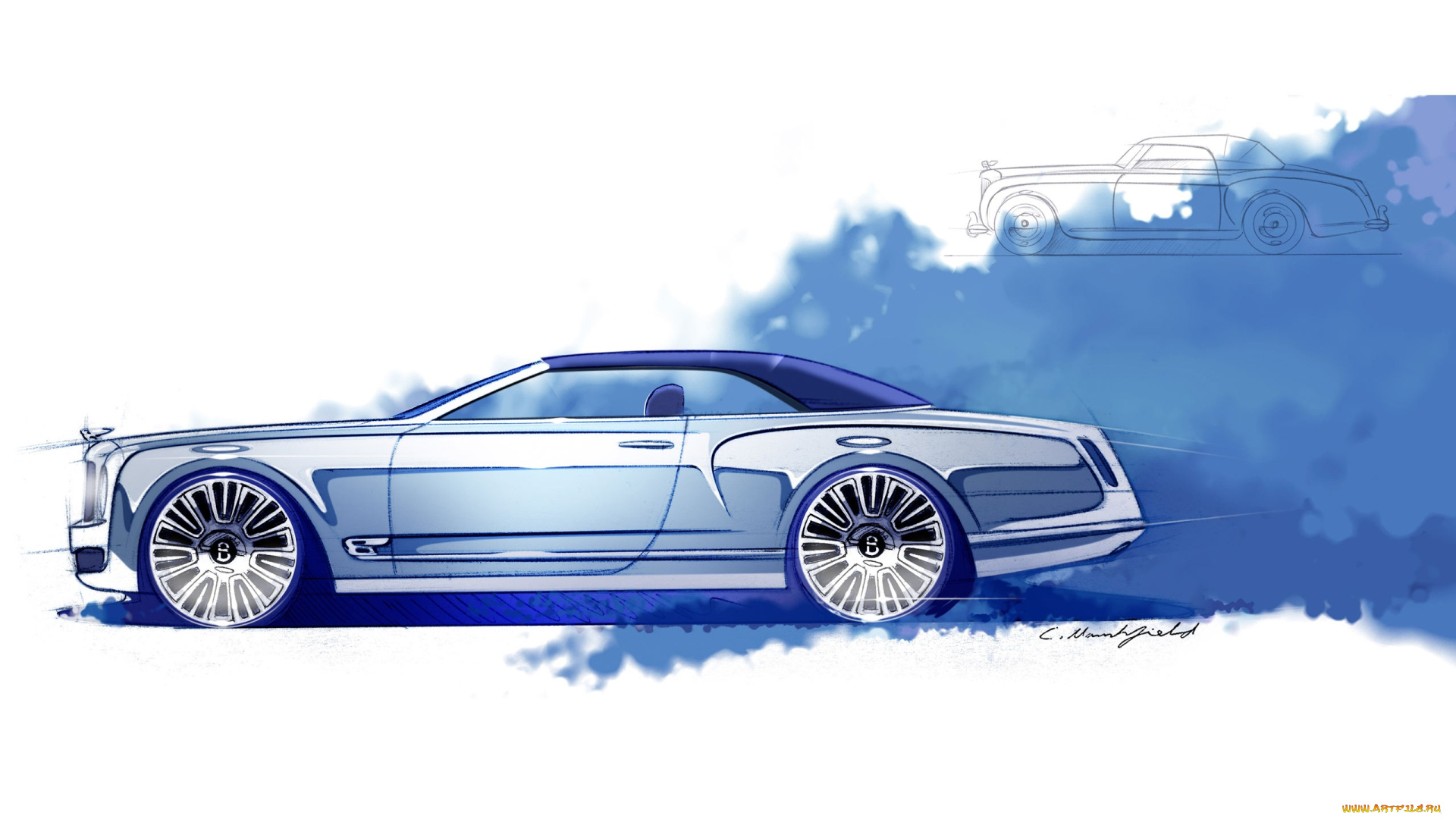 автомобили, рисованные, bentley