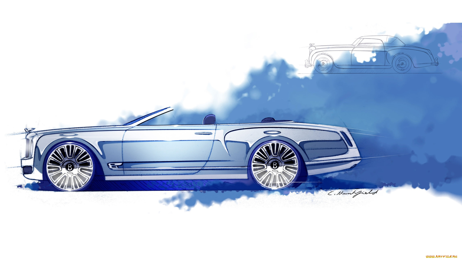 автомобили, рисованные, bentley