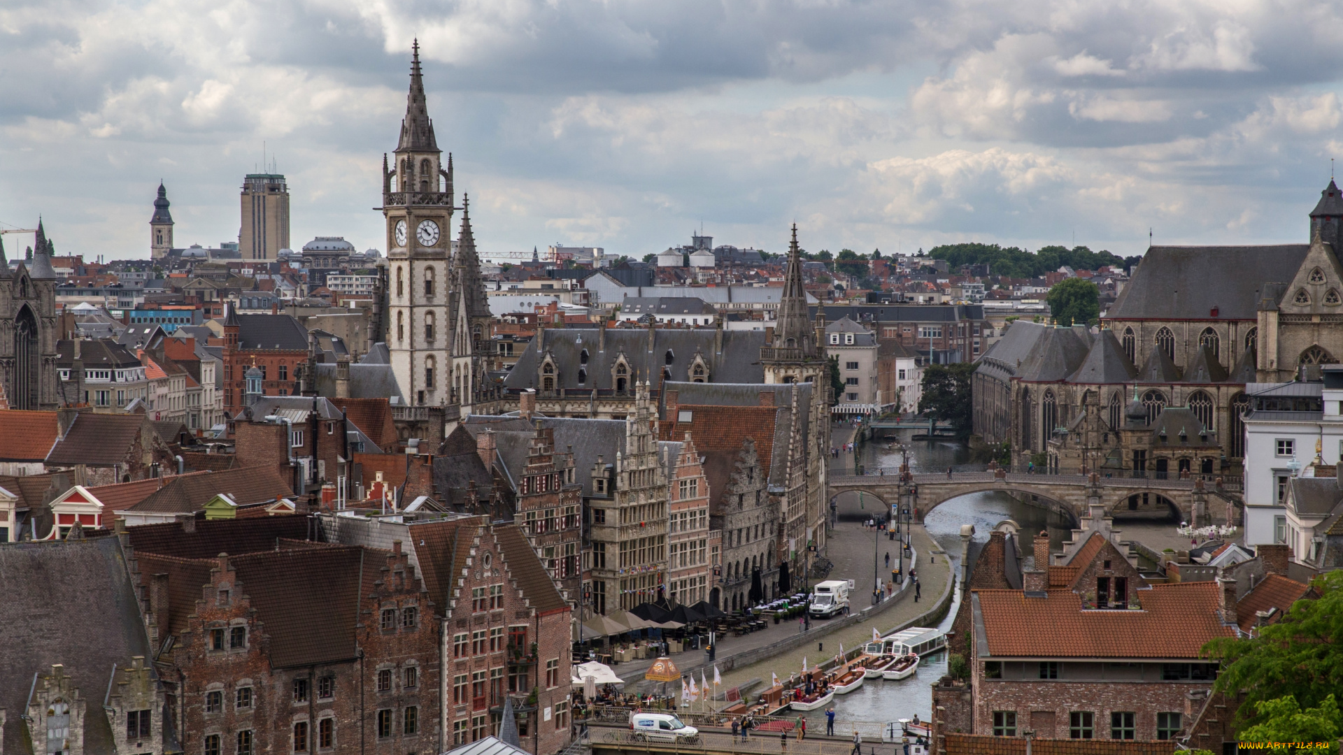 города, гент, , бельгия, панорама