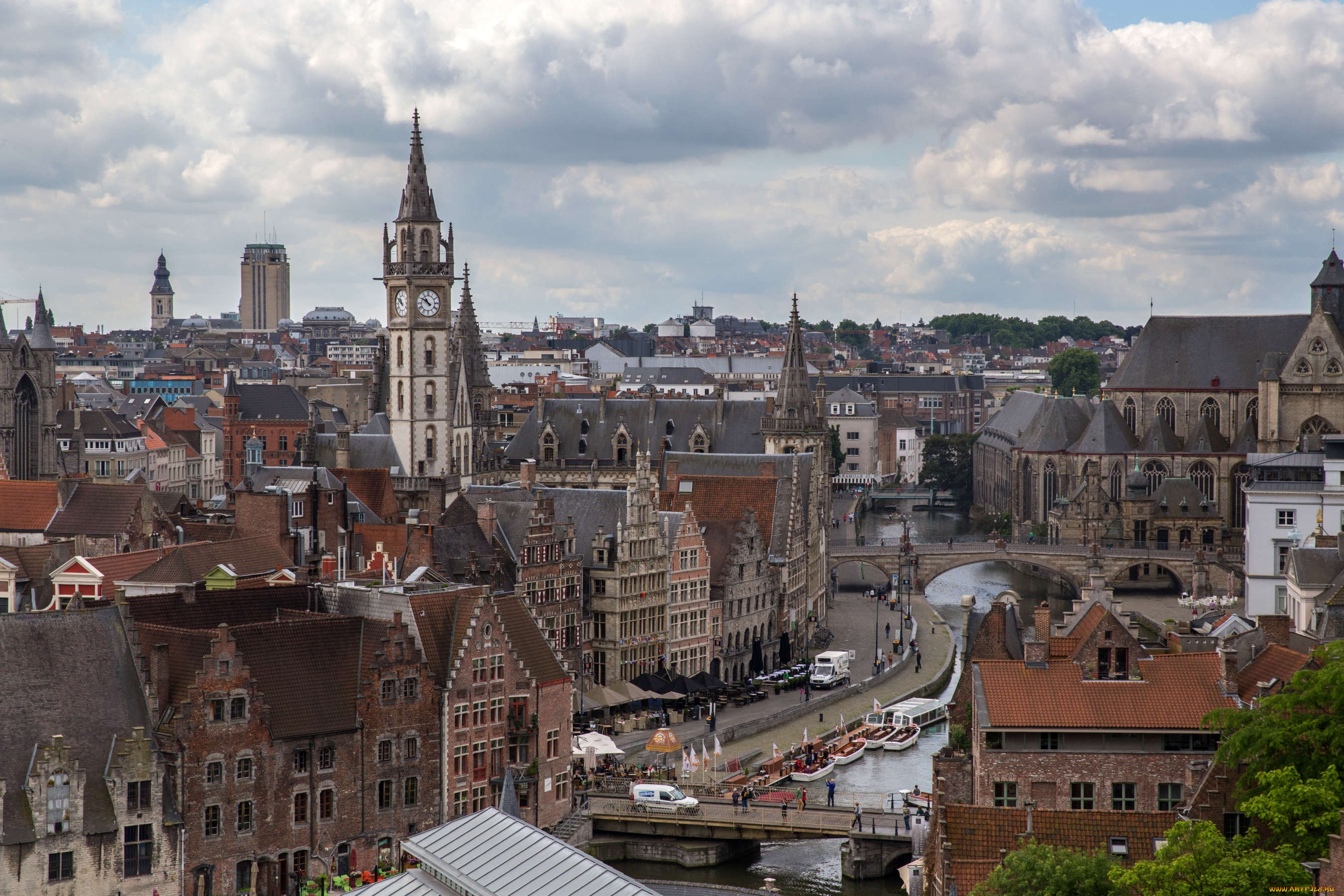 города, гент, , бельгия, панорама