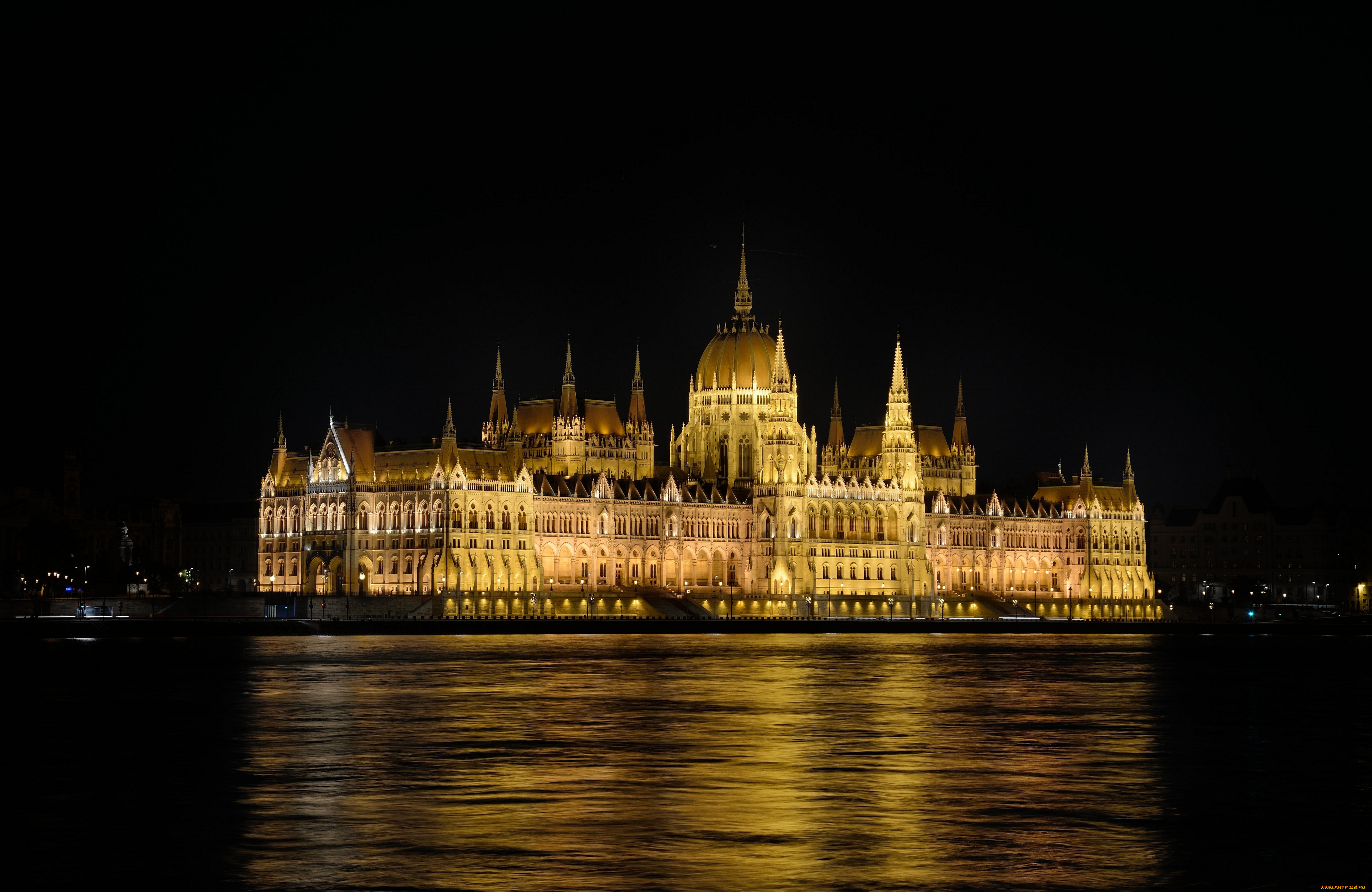 города, будапешт, , венгрия, здание, парламента, будапешт, огни, столица, ночь, отражение, дунай, река, вода