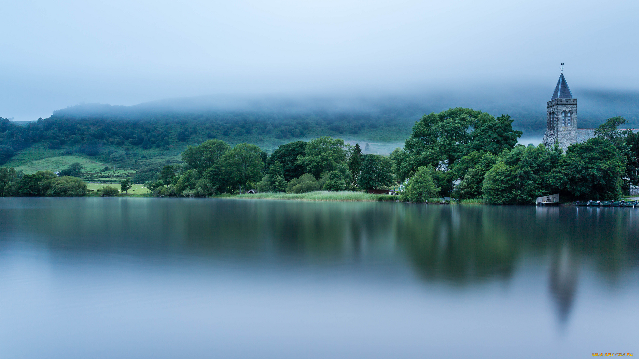 природа, реки, озера, loch, lomond, scotland, озеро, лох-ломонд, шотландия, туман