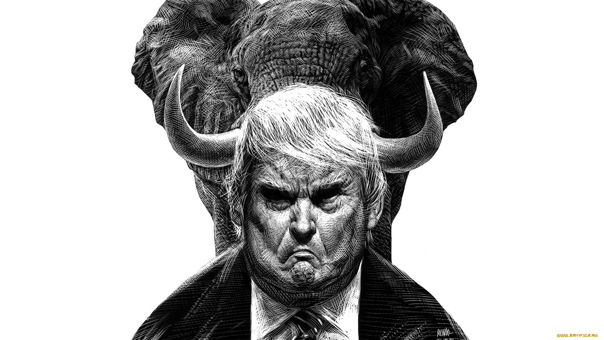 рисованное, -, другое, donald, trump, republican, party, elephant, gop