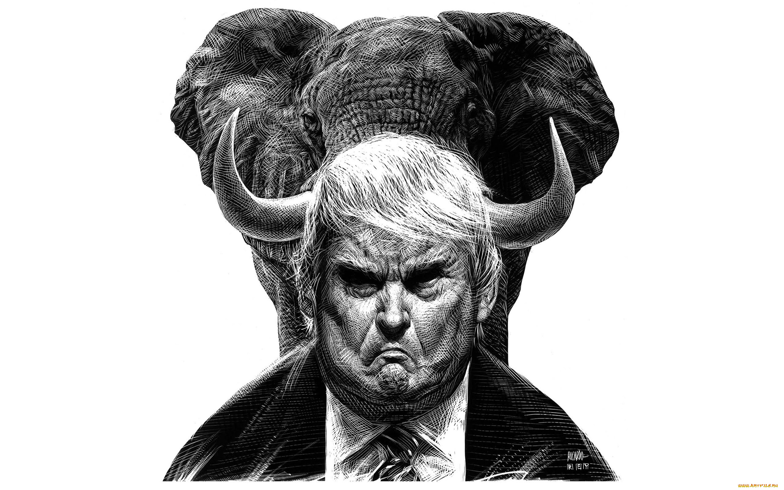 рисованное, -, другое, donald, trump, republican, party, elephant, gop