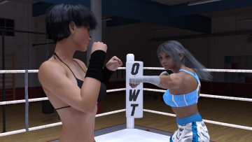 Картинка 3д+графика спорт+ sport девушки фон ринг взгляд бокс