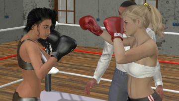 Картинка 3д+графика спорт+ sport фон взгляд девушки бокс ринг