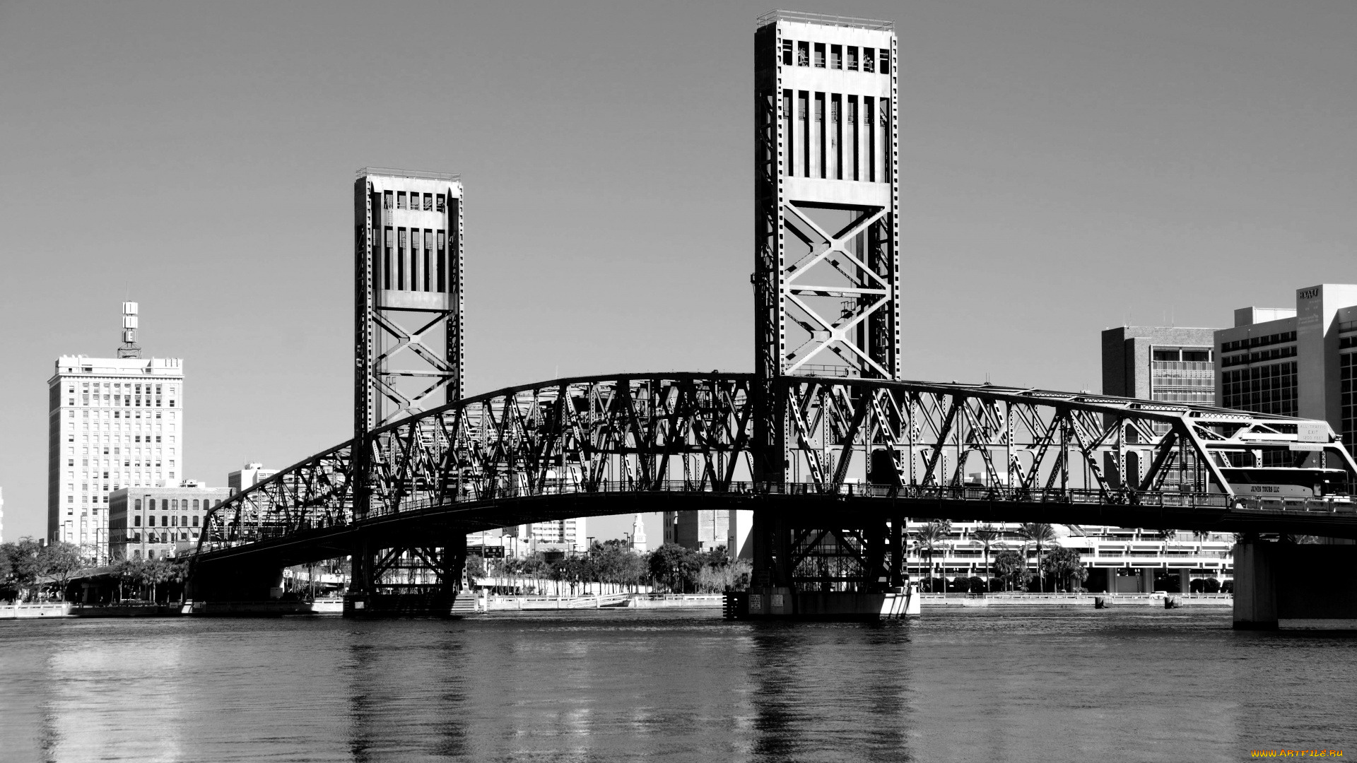 города, -, мосты, черно-белое, фото