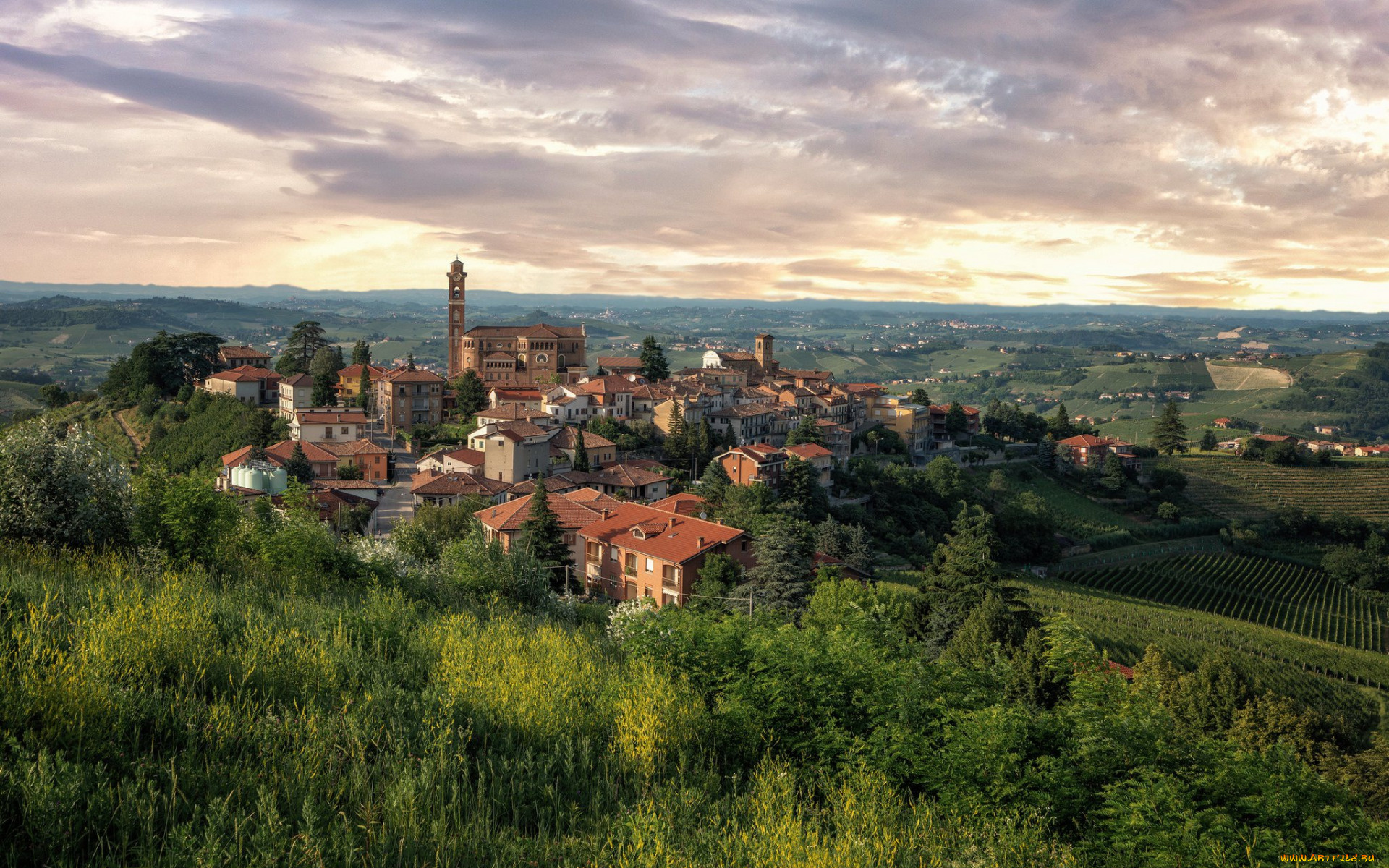 la, morra, piedmont, italy, города, -, панорамы, la, morra