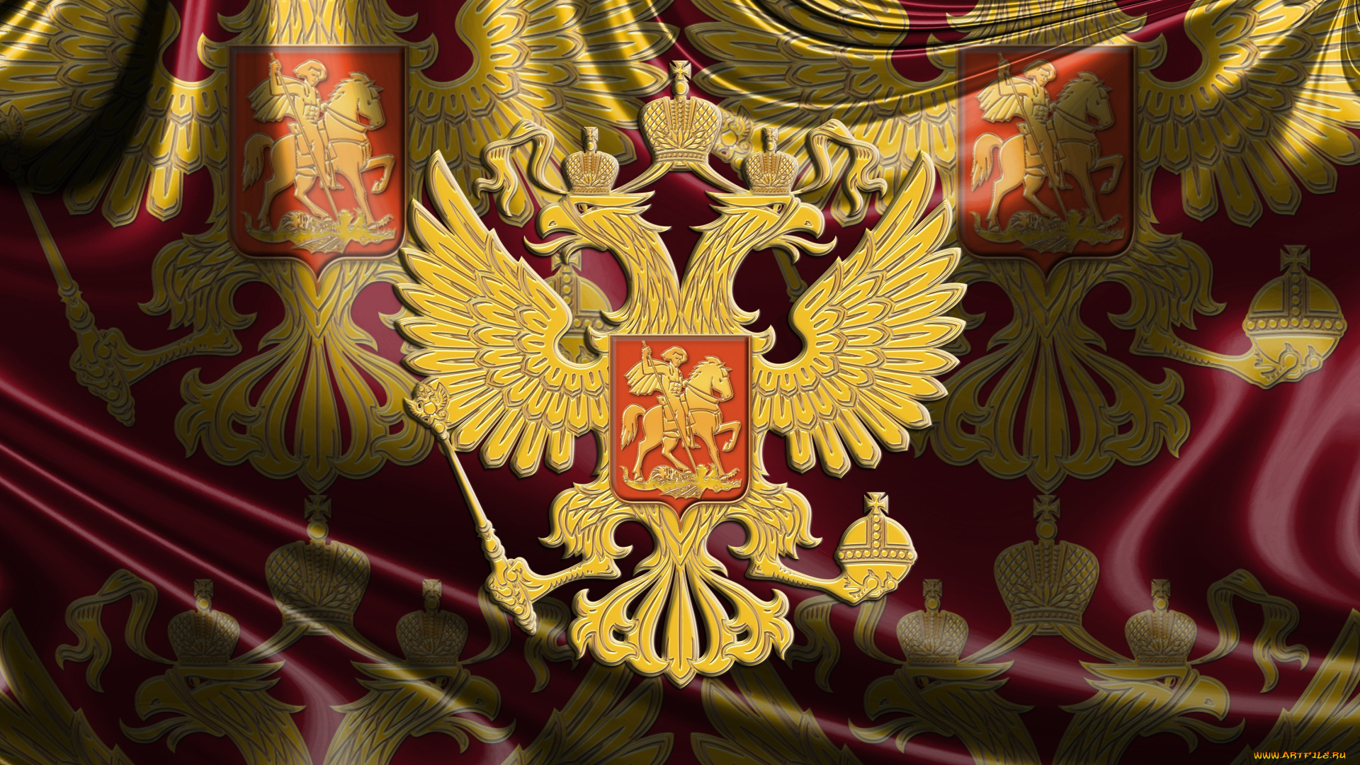 разное, флаги, , гербы, герб, россия, двуглавый, орёл, святой, георгий, победоносец, российская, федерация