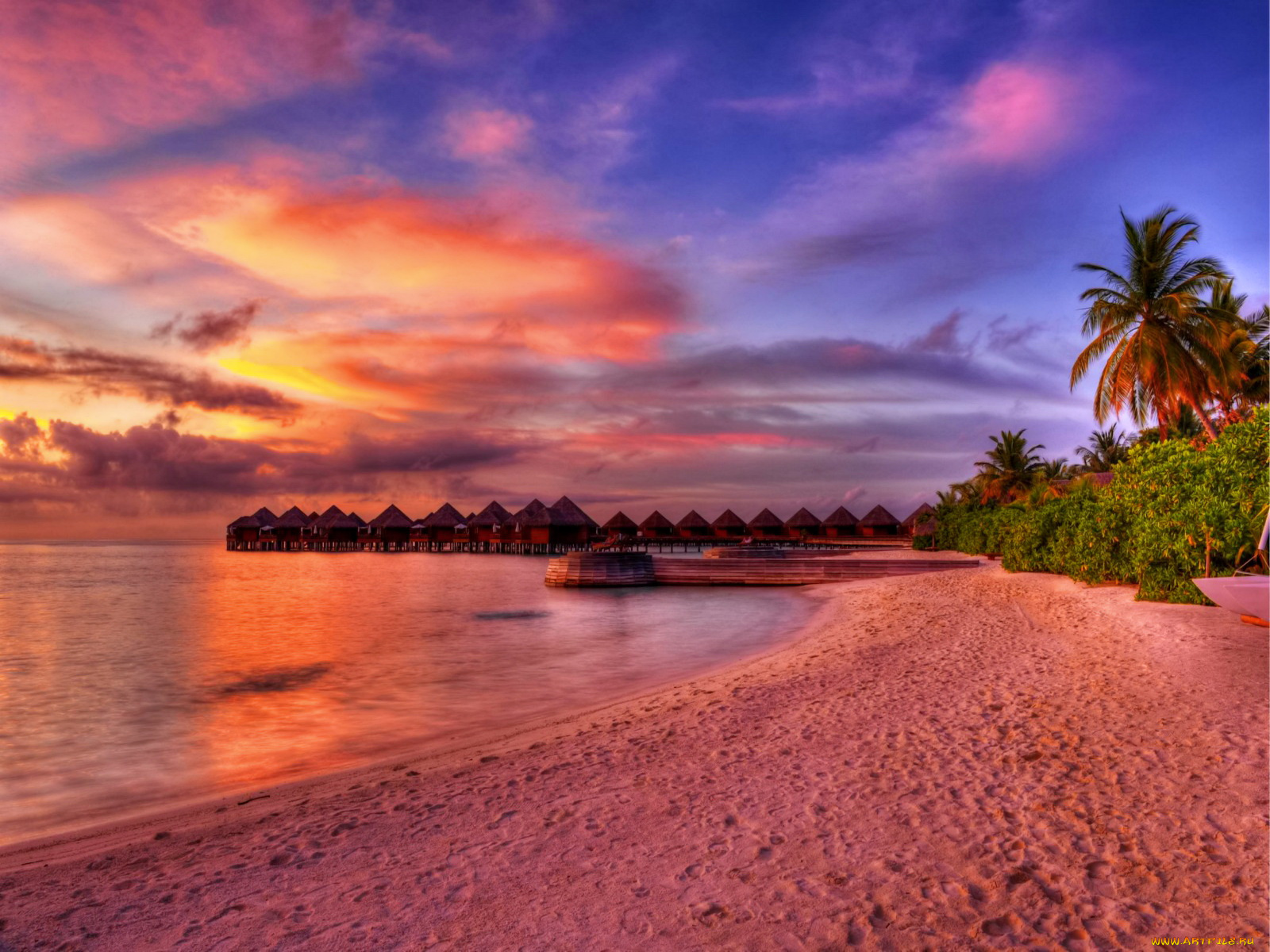 maldives, place, for, romantics, природа, тропики, океан, пляж, пальмы, бунгало, мальдивы