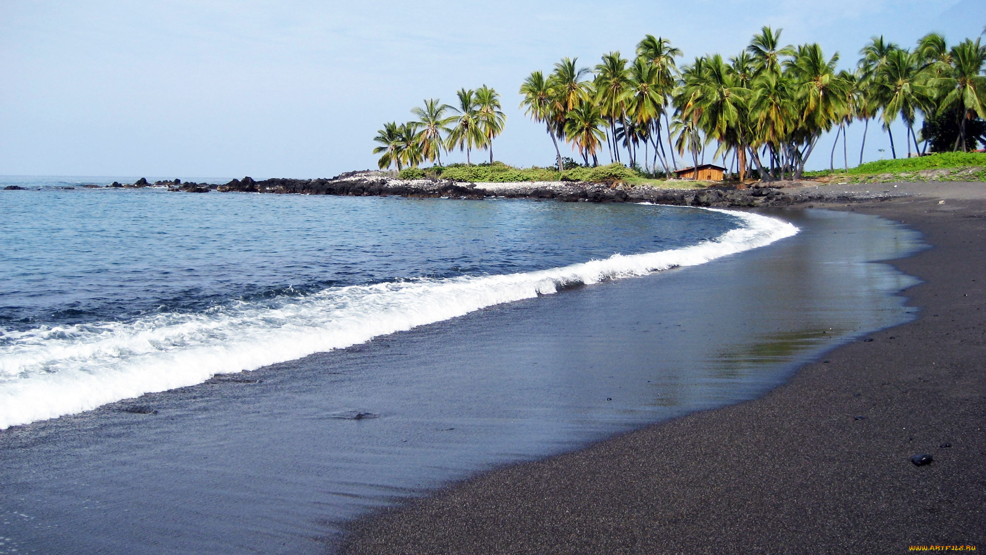 honomalino, beach, природа, тропики, пляж, остров, океан, пальмы