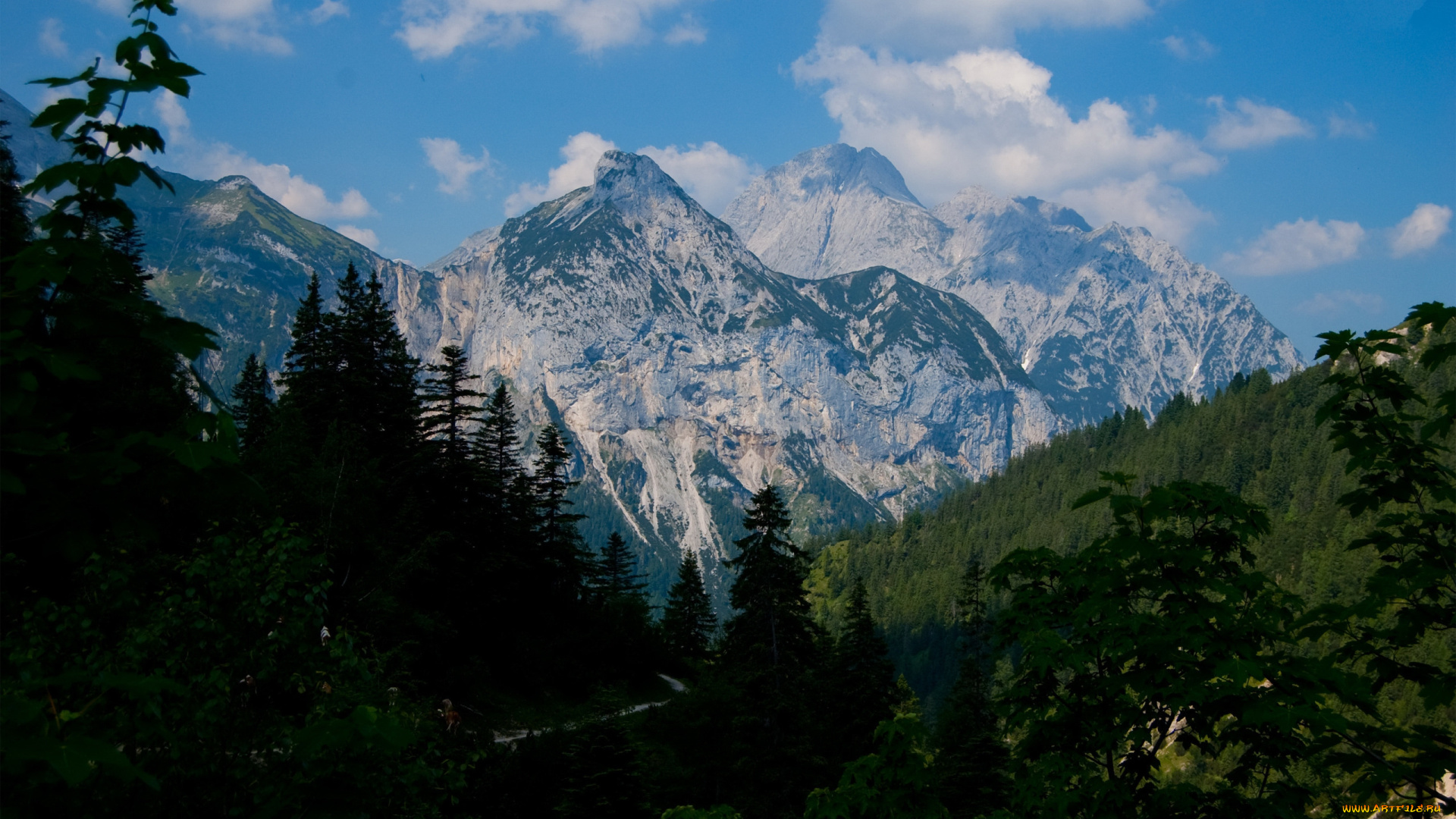 karwendel, природа, горы, вершины, леса