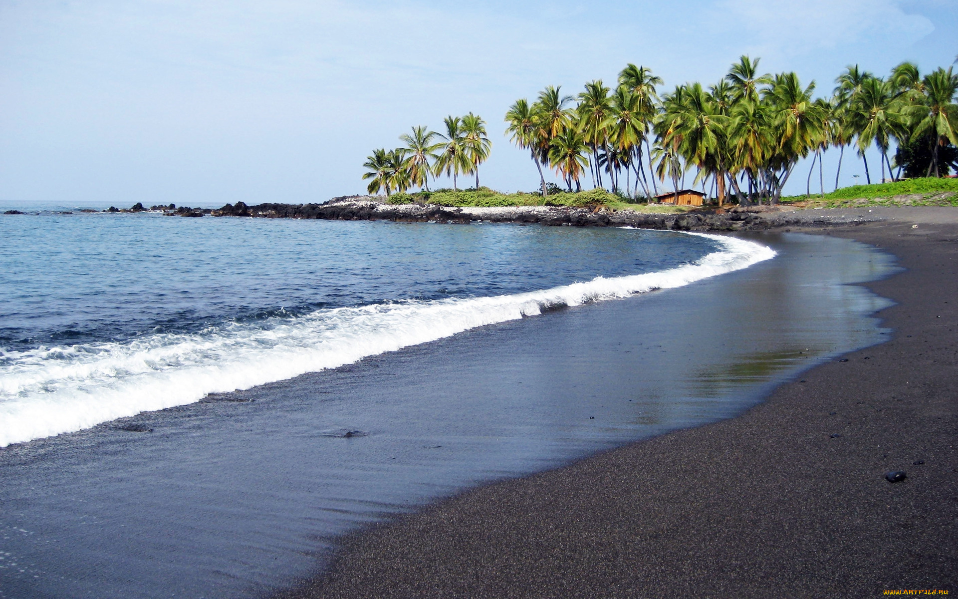 honomalino, beach, природа, тропики, пляж, остров, океан, пальмы