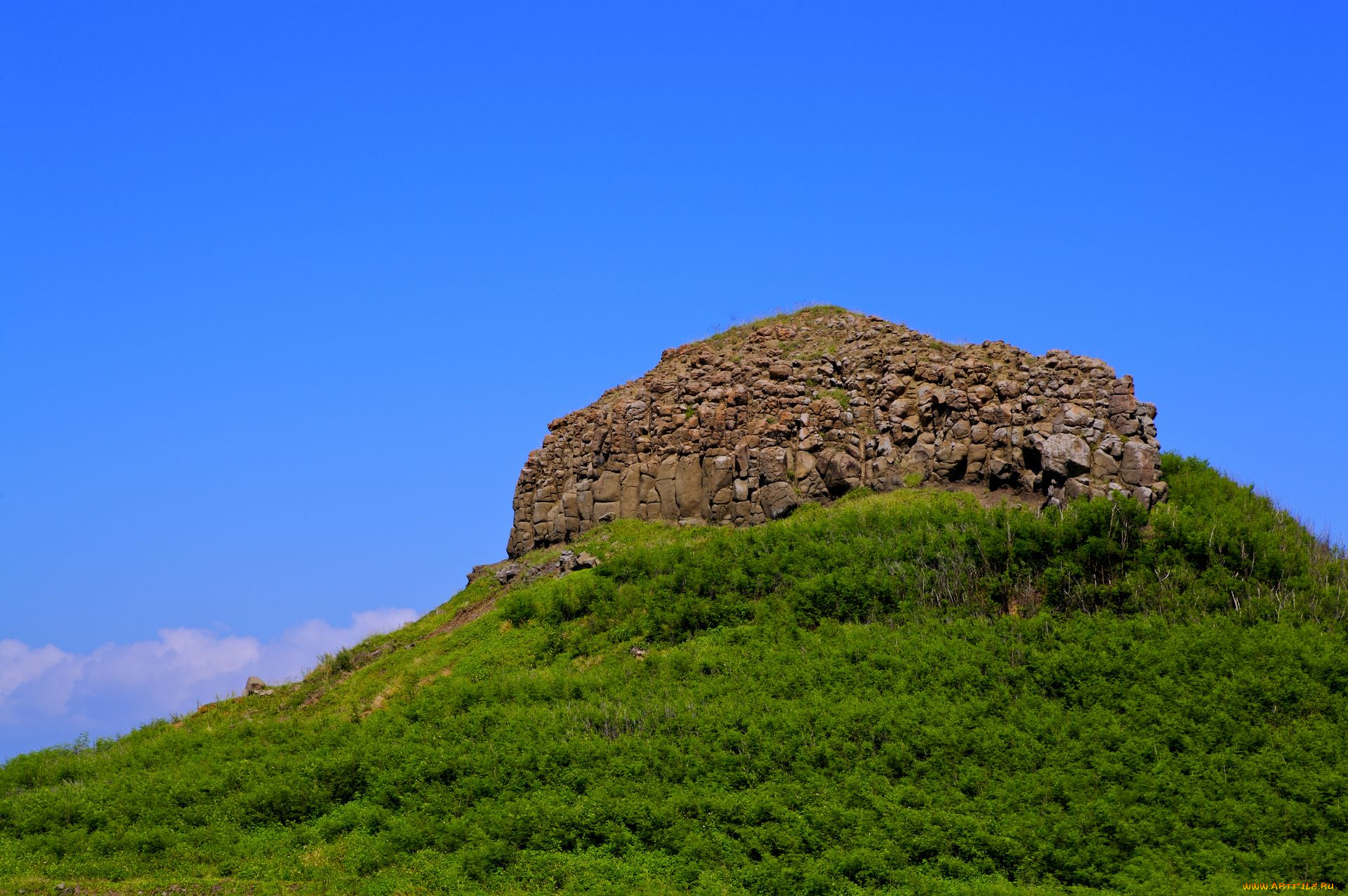 природа, горы, скала, камни, трава