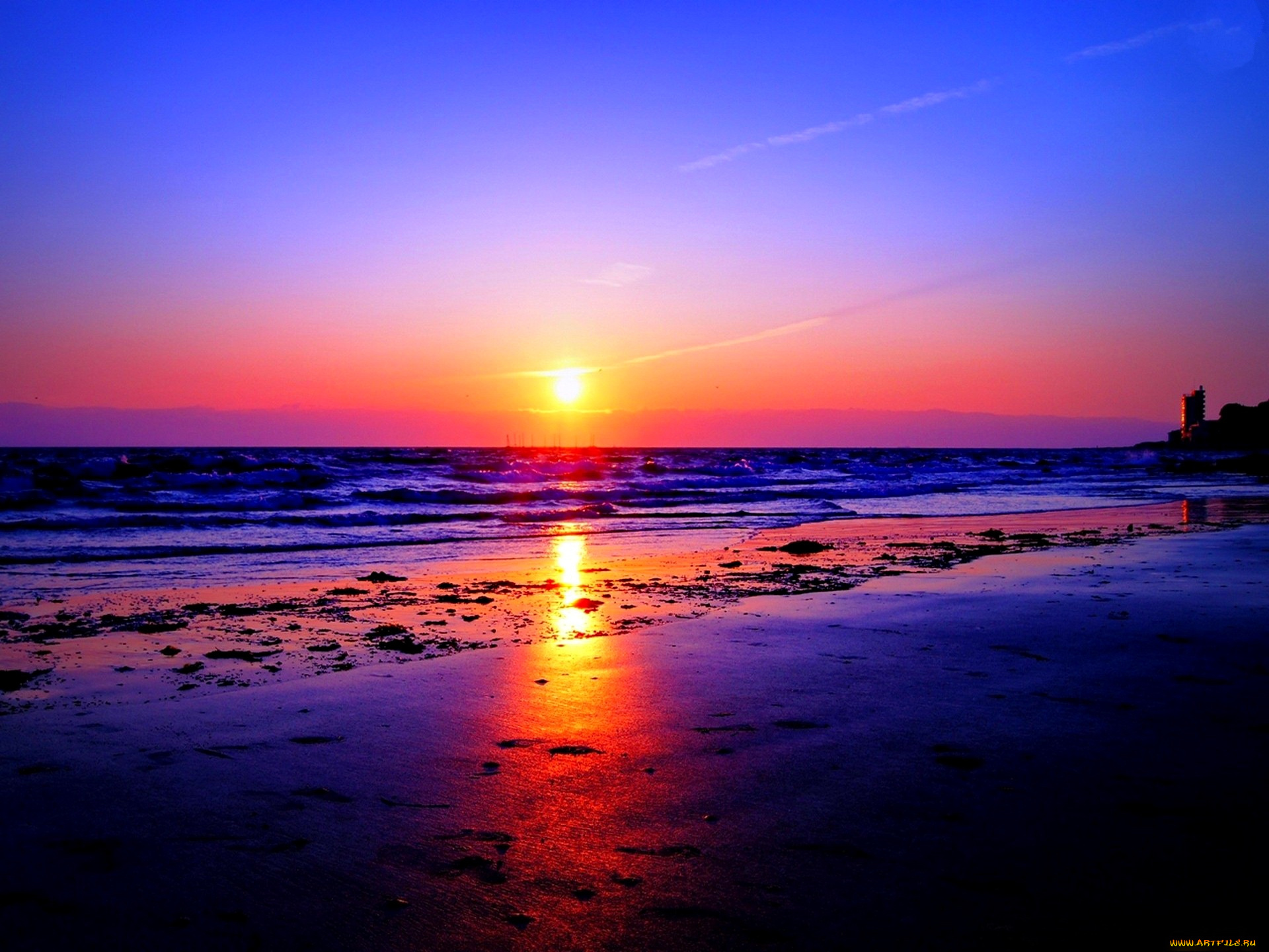 amazing, sunset, природа, восходы, закаты, закат, горизонт, пляж, океан