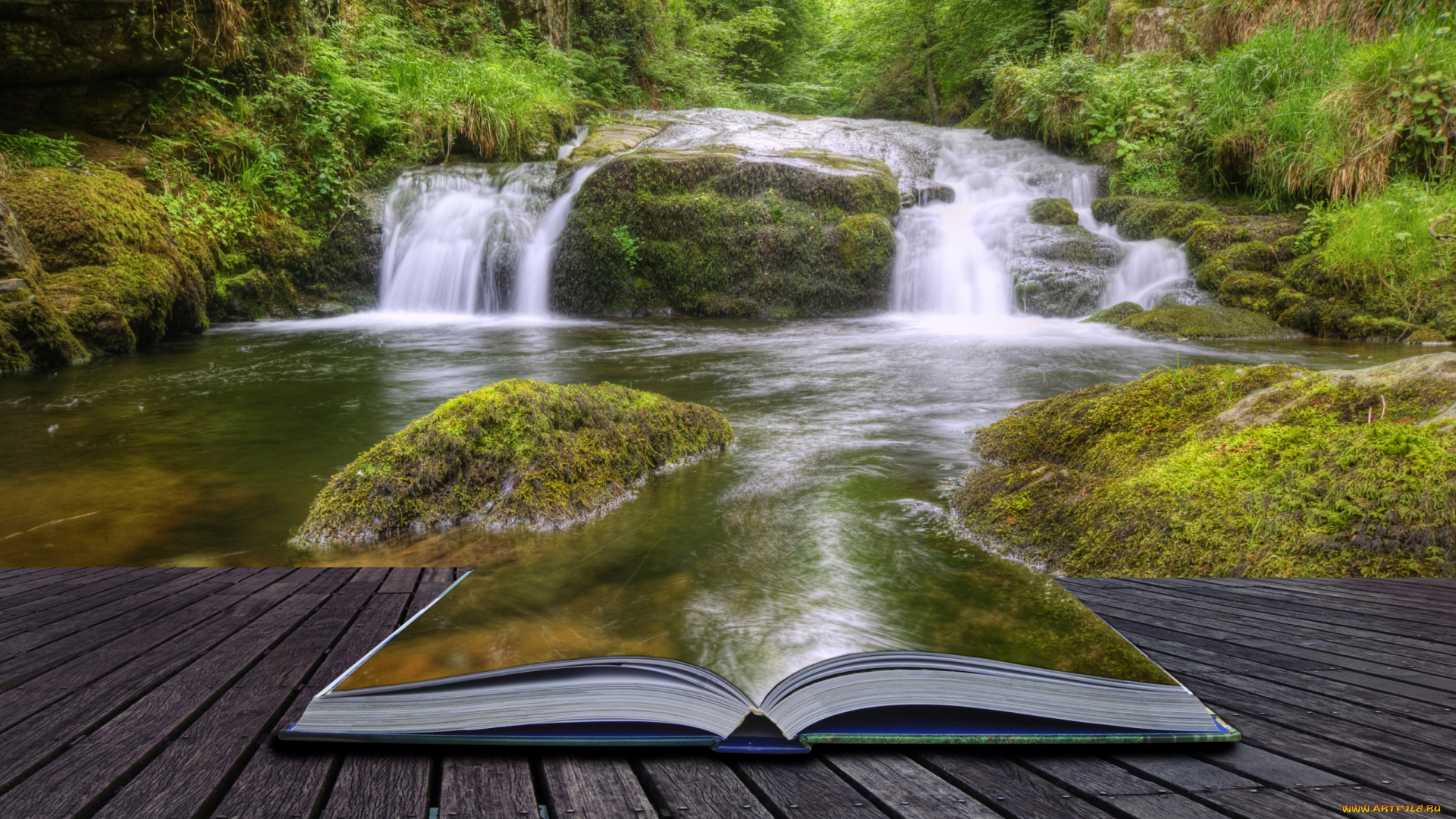 разное, компьютерный, дизайн, книга, водопад