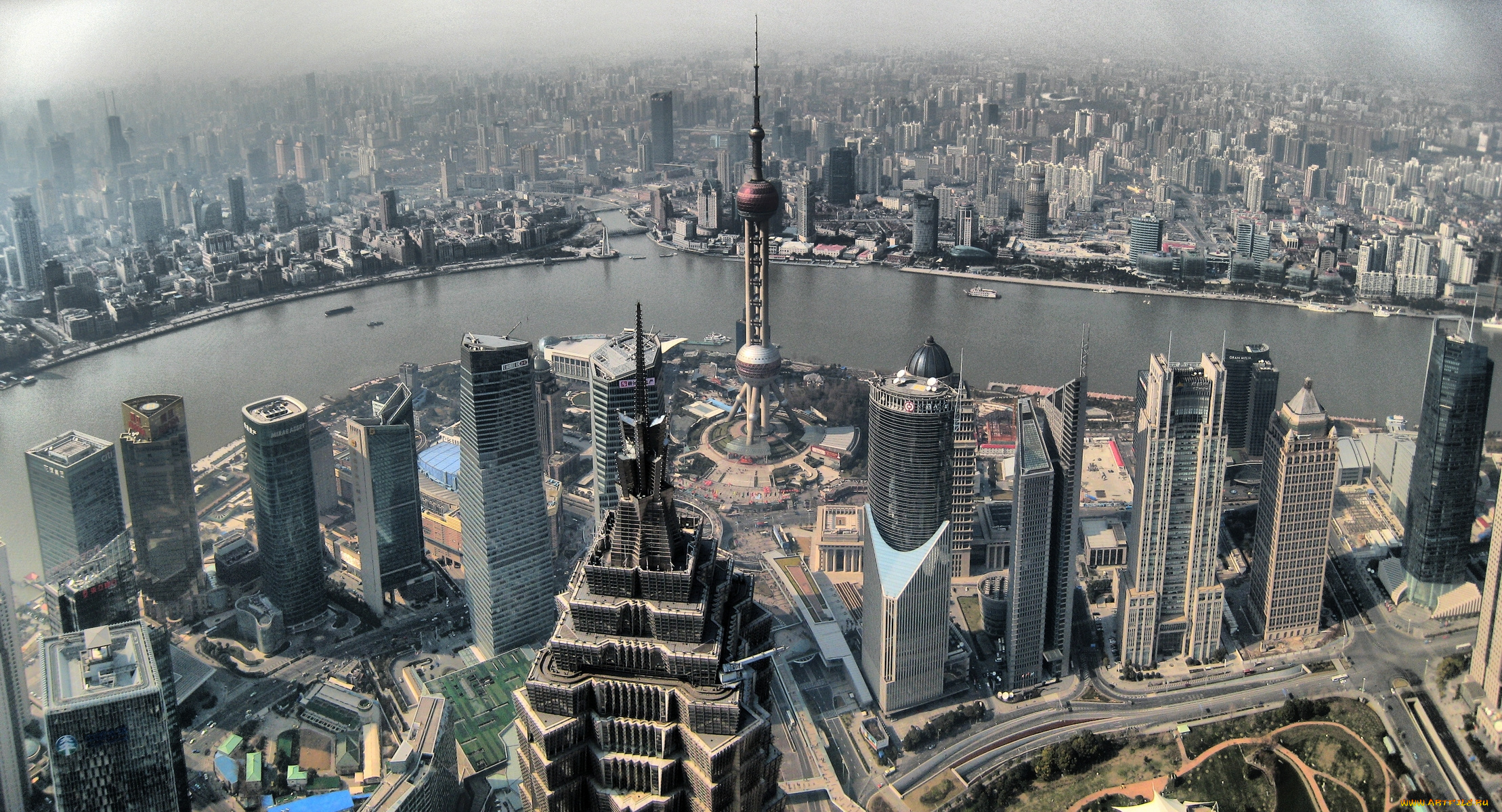 shanghai, china, города, шанхай, китай, здания, небоскрёбы, река, панорама