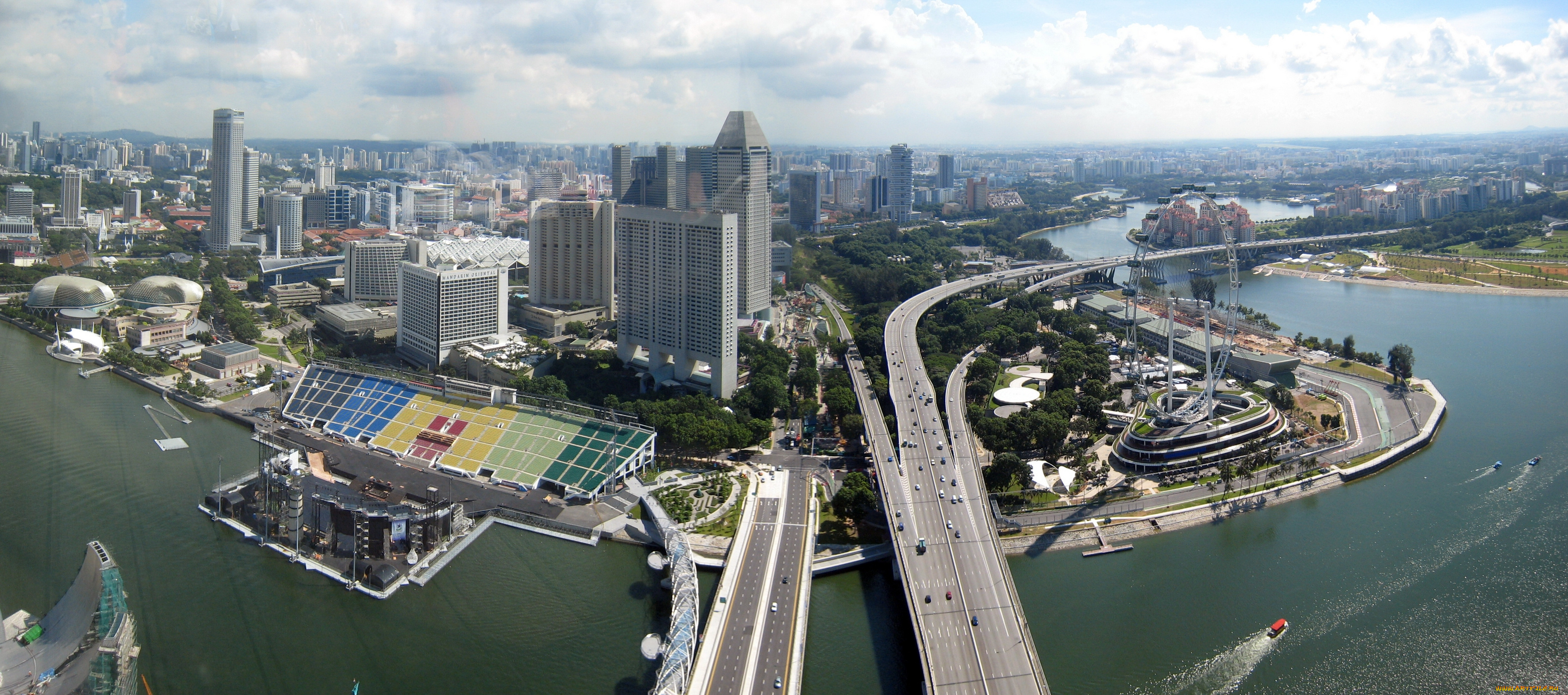 singapore, города, сингапур, панорама, дороги, мосты, река
