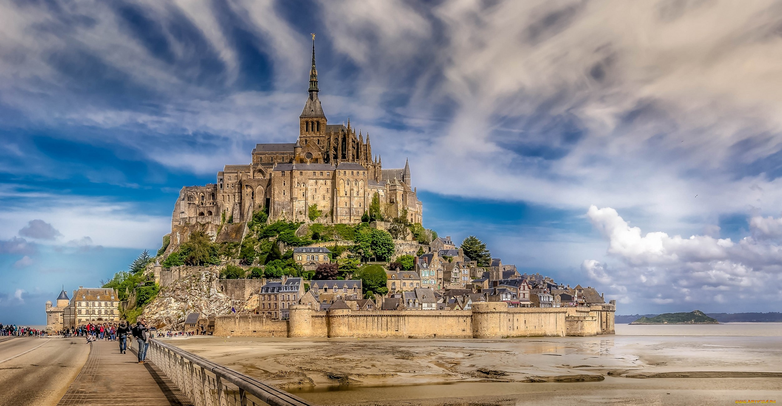 mont, saint, michel, города, крепость, мон-сен-мишель, , франция, простор