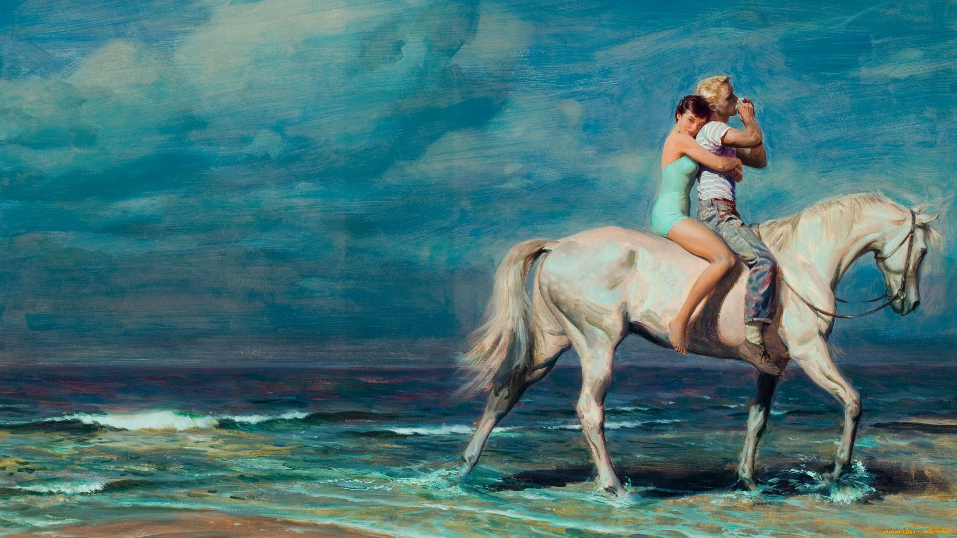 tom, lovell, рисованные, лошадь, влюбленные