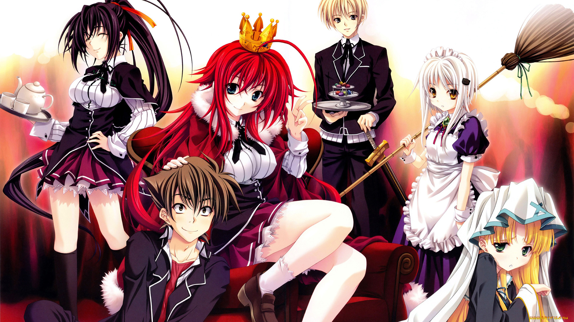 аниме, highschool, dxd, фон, взгляд, девушки