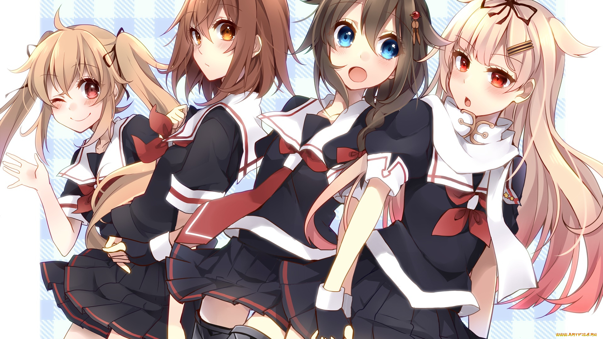 аниме, kantai, collection, фон, взгляд, девушки