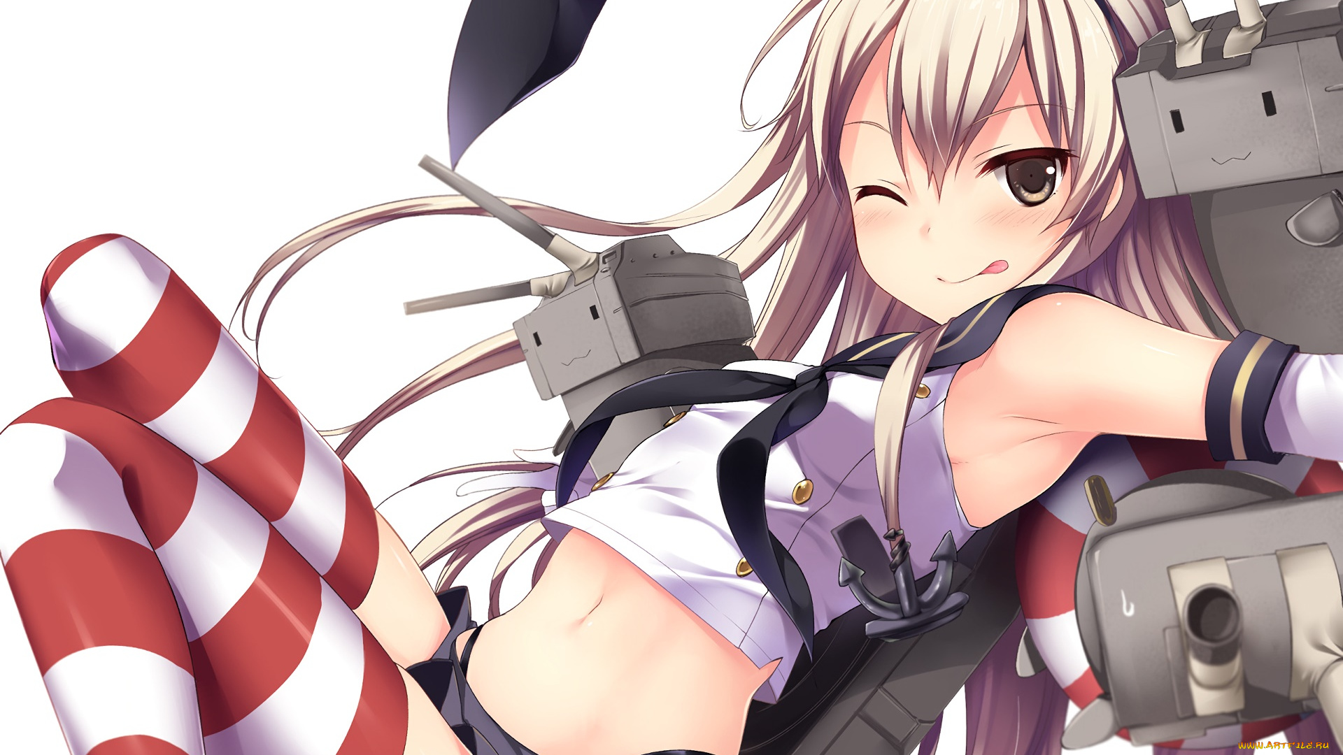 аниме, kantai, collection, фон, взгляд, девушка