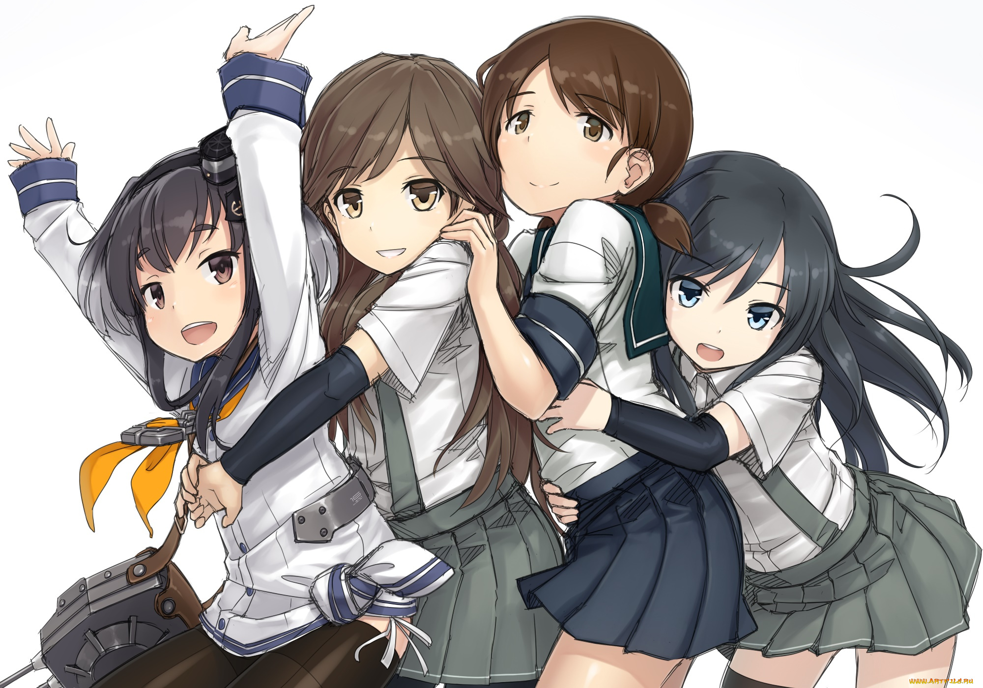 аниме, kantai, collection, взгляд, девушки, фон