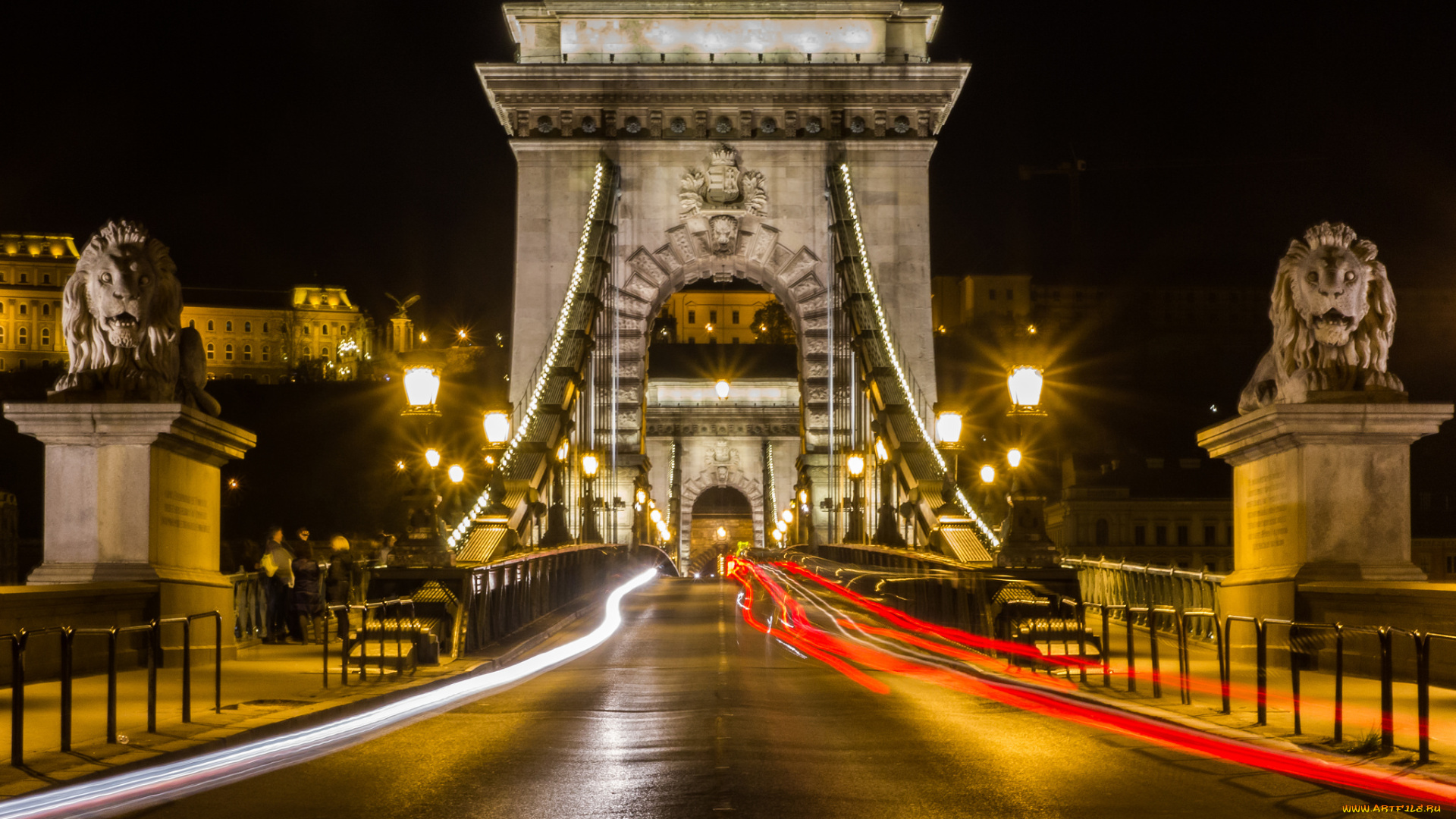 chain, bridge, in, budapest, города, будапешт, , венгрия, мост, река, огни, ночь