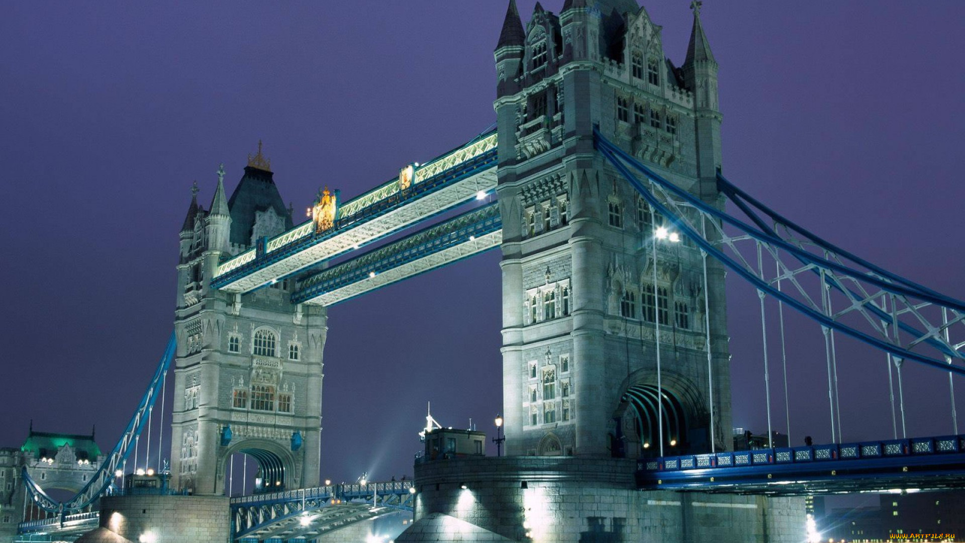 города, лондон, , великобритания, башни, темза, огни, мост