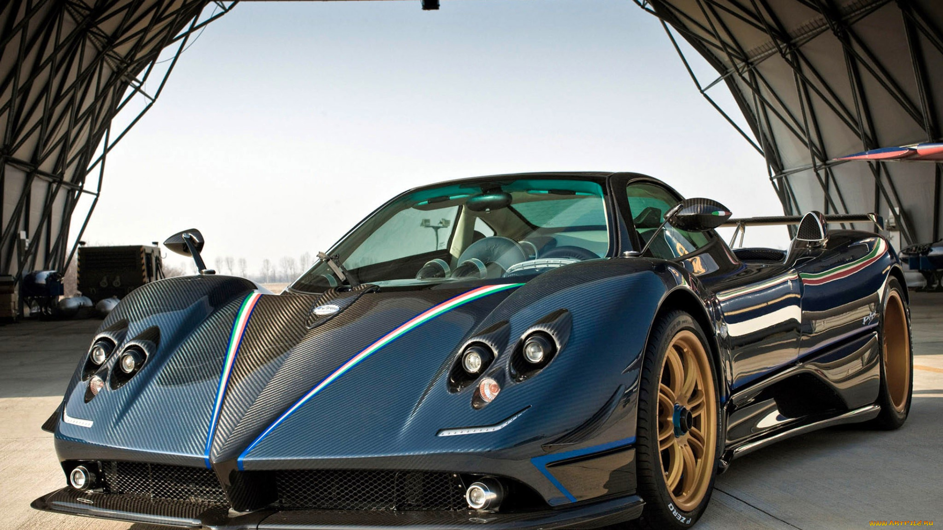 pagani, zonda, автомобили, pagani, темный, карбон, арка