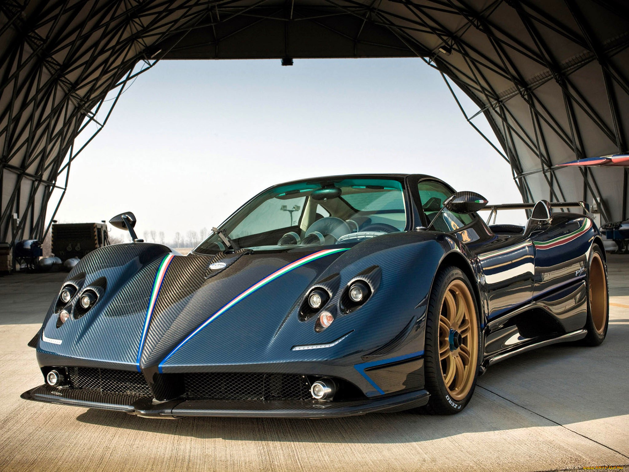 pagani, zonda, автомобили, pagani, темный, карбон, арка