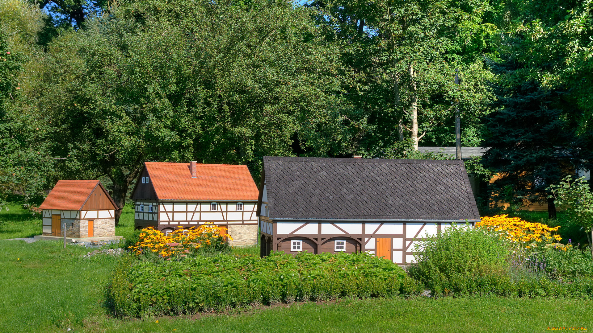 umgebindehaus, park, cunewalde, германия, разное, сооружения, постройки, парк