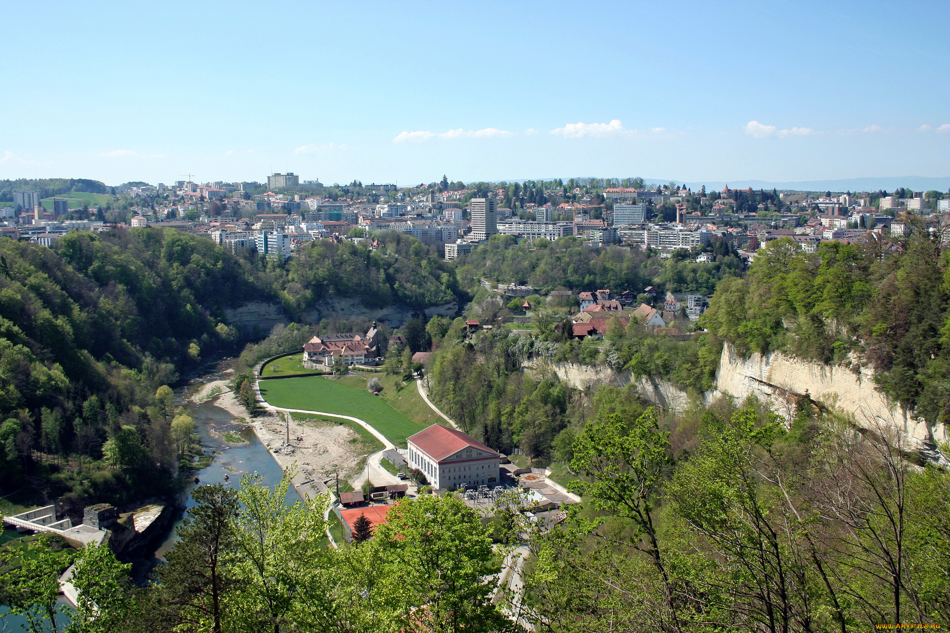 fribourg, switzerland, города, панорамы, дома, панорама