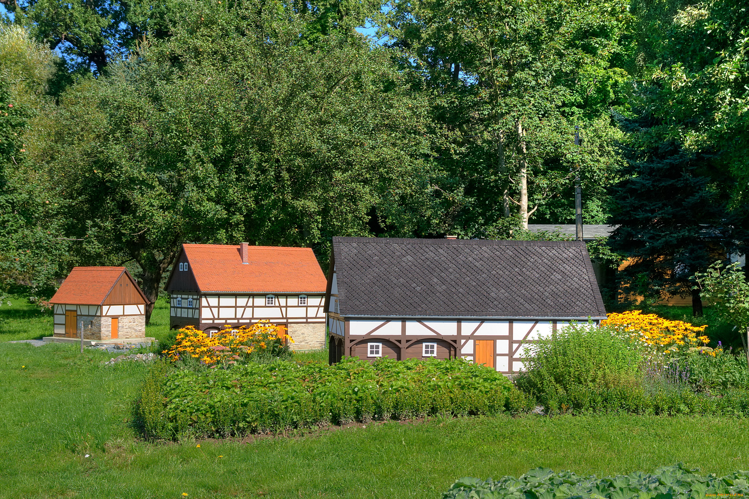 umgebindehaus, park, cunewalde, германия, разное, сооружения, постройки, парк