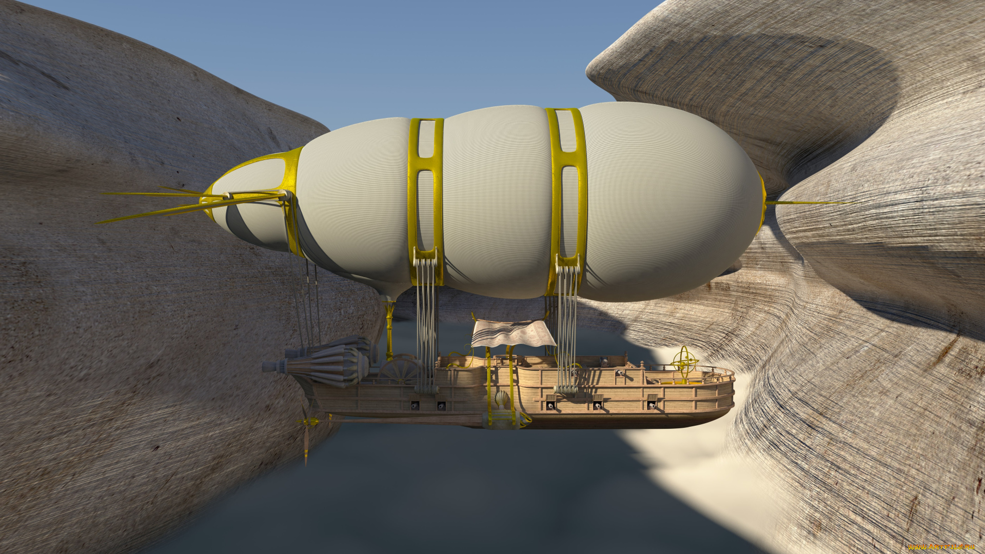 airship, 3д, графика, modeling, моделирование