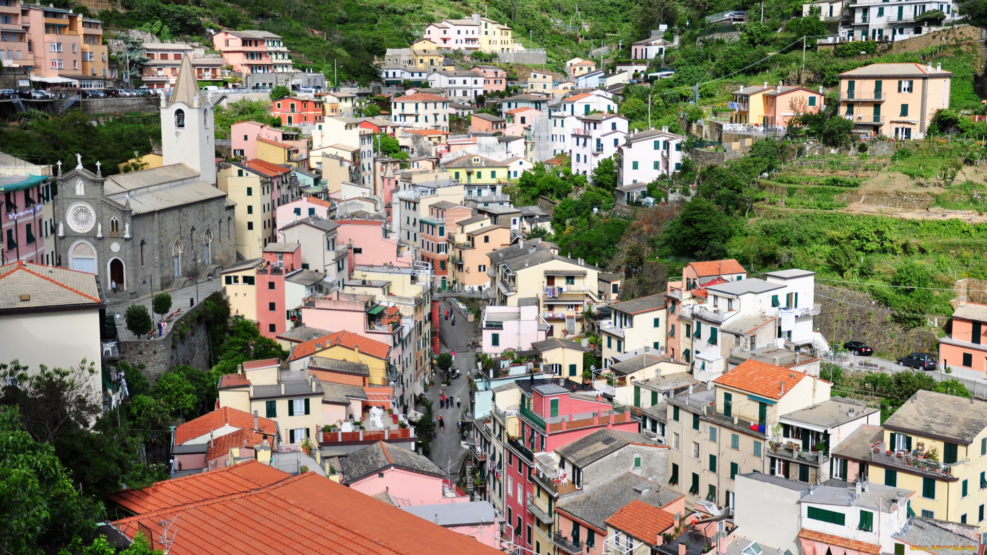 riomaggiore, италия, города, амальфийское, и, лигурийское, побережье, италия