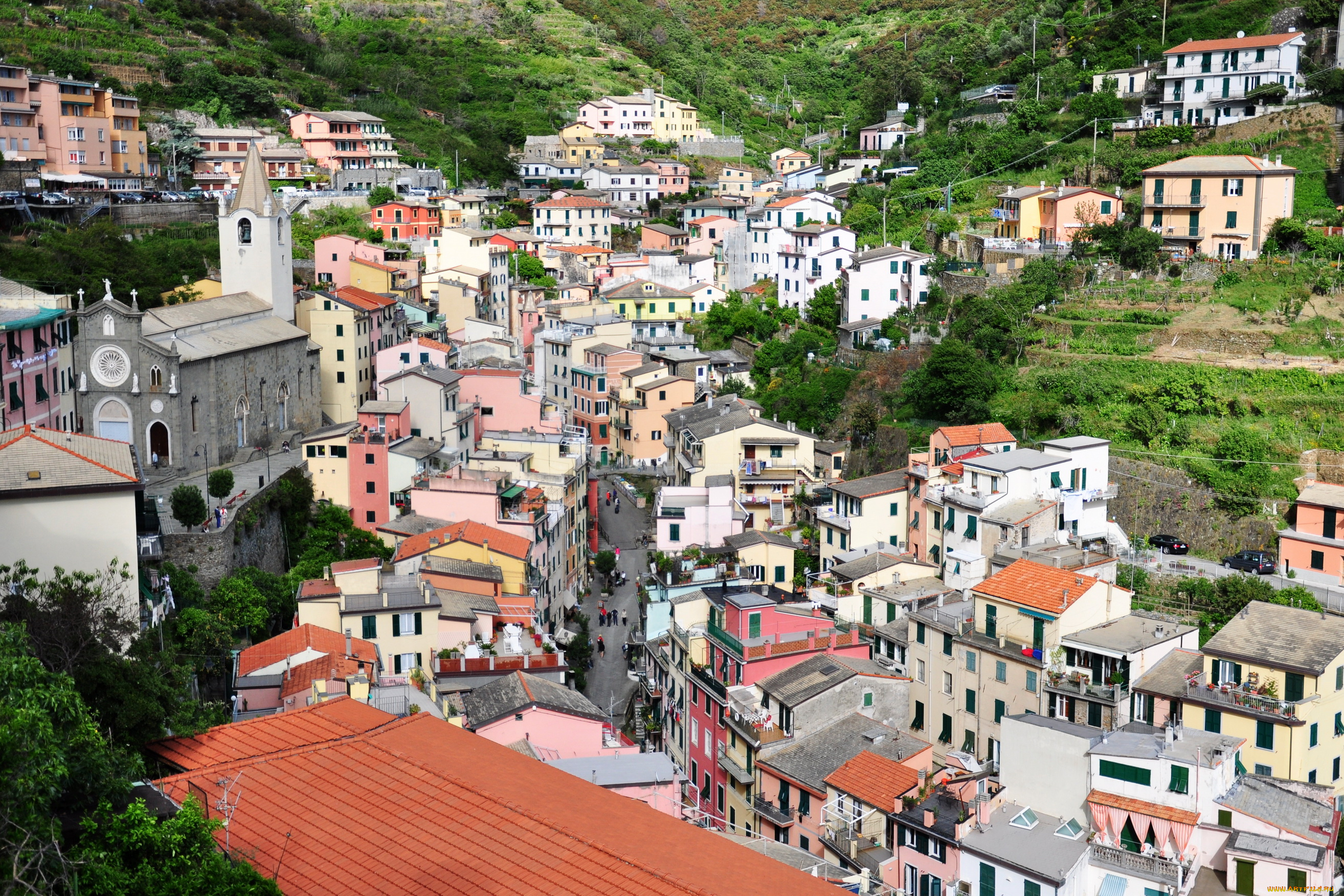 riomaggiore, италия, города, амальфийское, и, лигурийское, побережье, италия