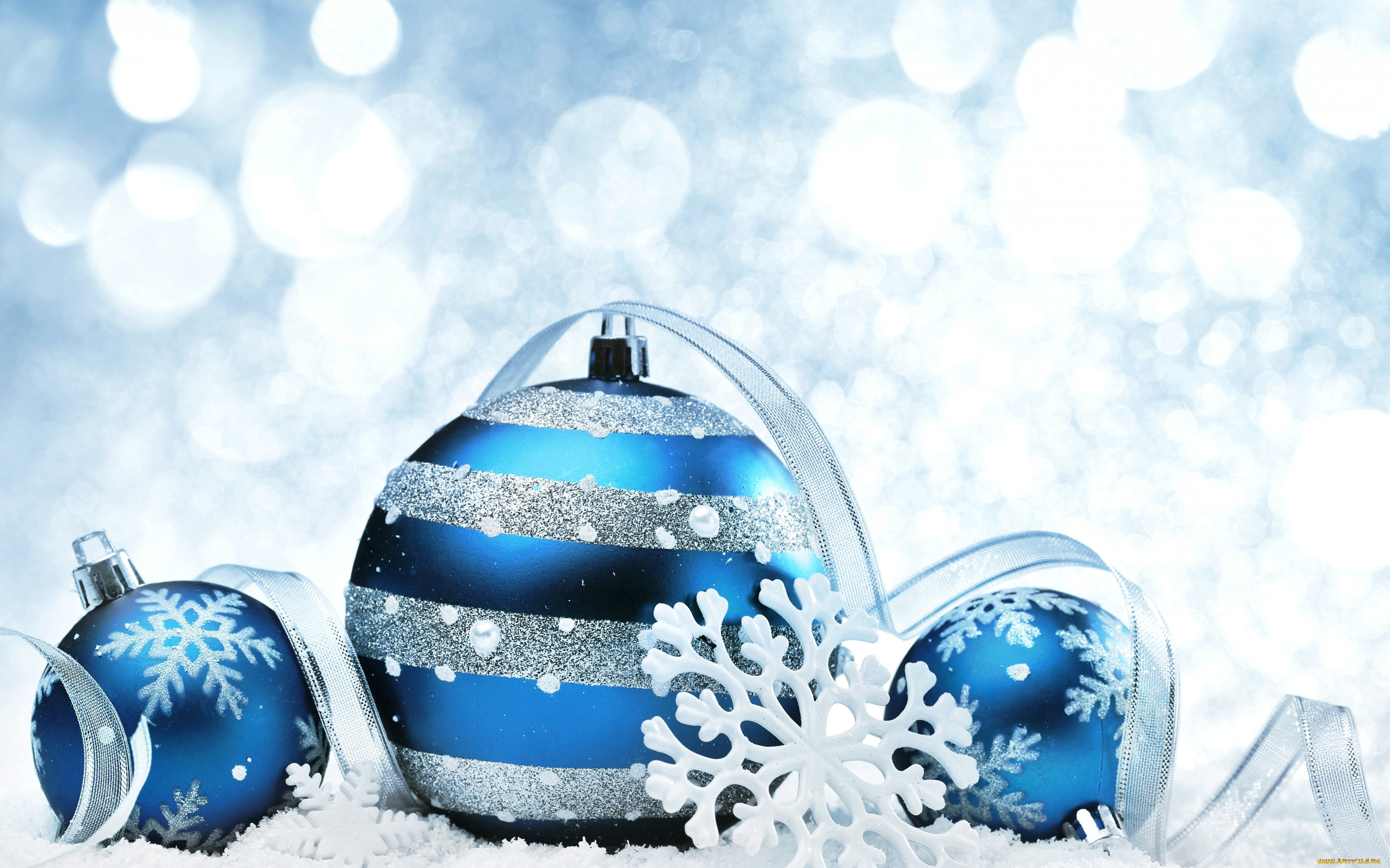 праздничные, шары, снежинки, blue, украшения, рождество, новый, год, new, year, christmas, decoration